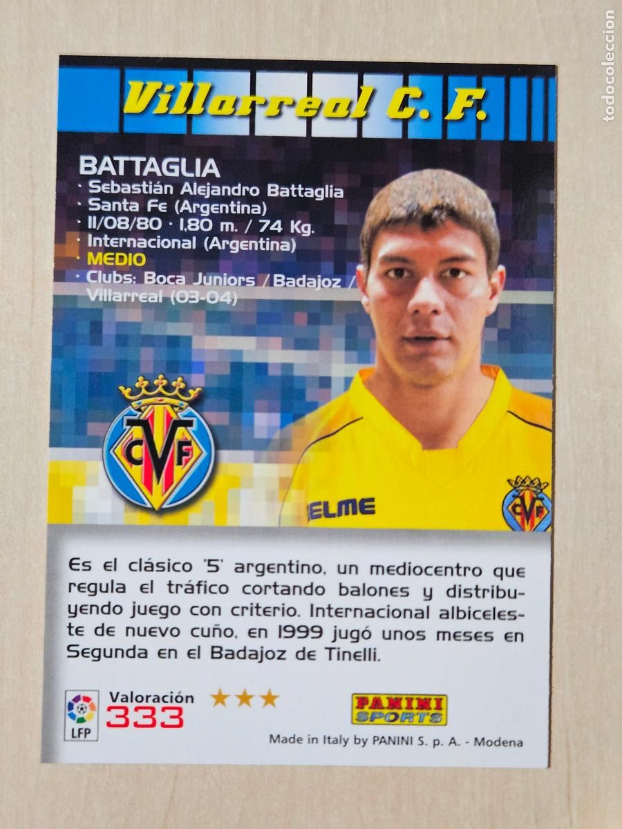 Cromos de Futebol: CROMO N&ordm; 333 BATTAGLIA - MEGACRACKS 2004 05 - VILLARREAL