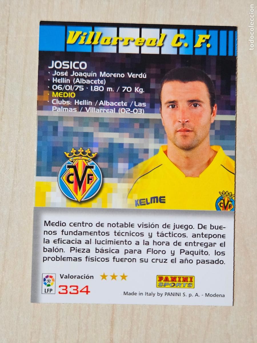 Cromos de Futebol: CROMO N&ordm; 334 JOSICO - MEGACRACKS 2004 05 - VILLARREAL