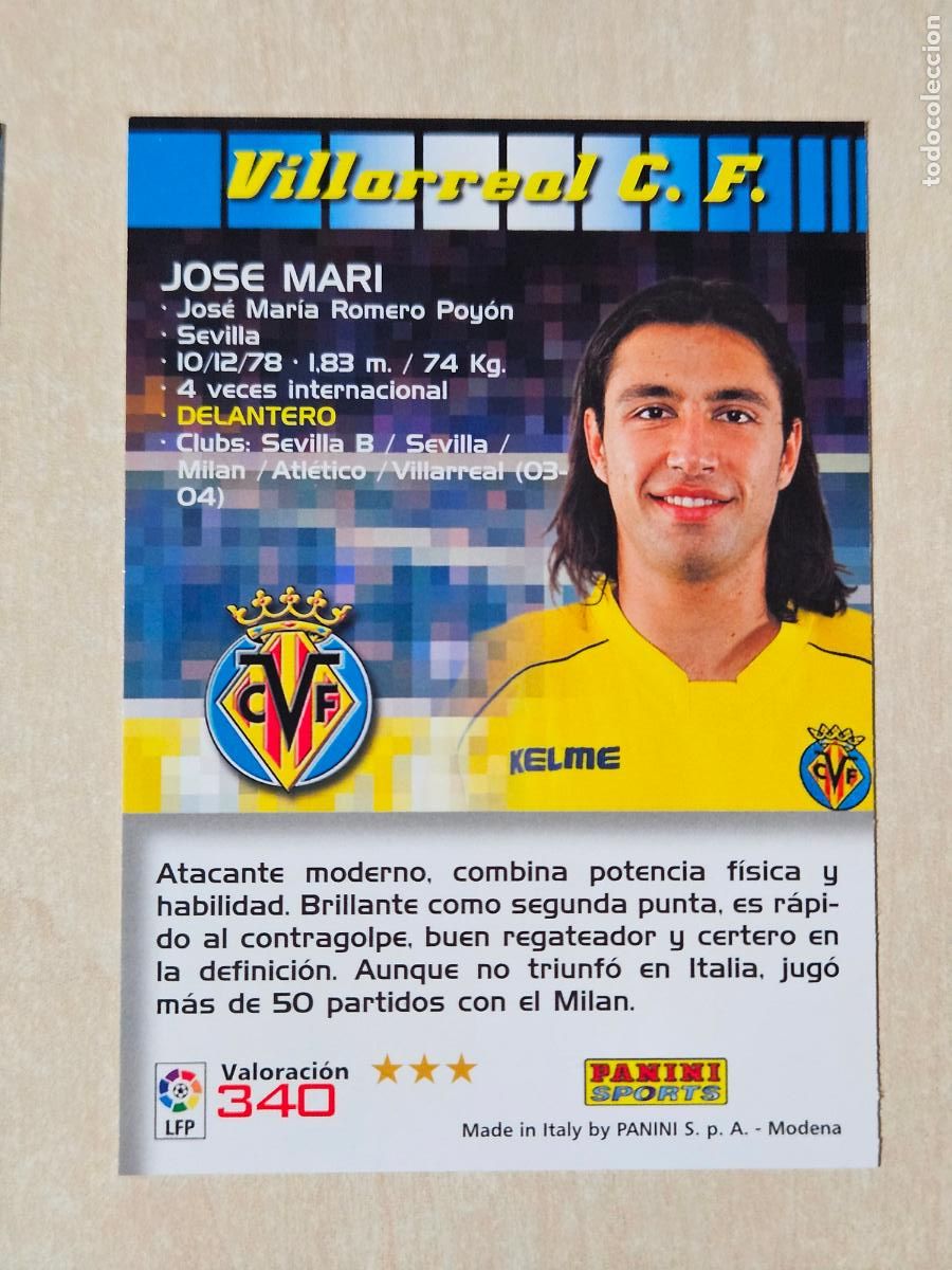 Cromos de F&uacute;tbol: CROMO N&ordm; 340 JOSE MARI - MEGACRACKS 2004 05 - VILLARREAL