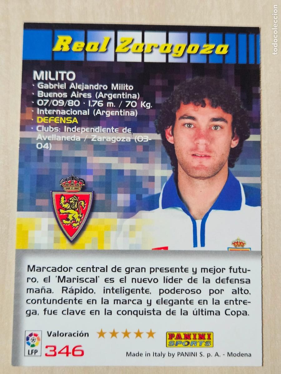 Cromos de F&uacute;tbol: CROMO N&ordm; 346 MILITO - MEGACRACKS 2004 05 - REAL ZARAGOZA
