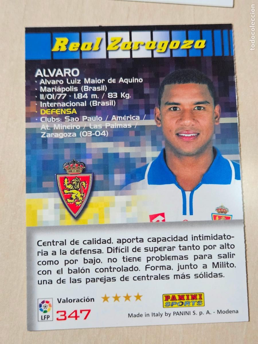 Cromos de F&uacute;tbol: CROMO N&ordm; 347 ALVARO - MEGACRACKS 2004 05 - REAL ZARAGOZA