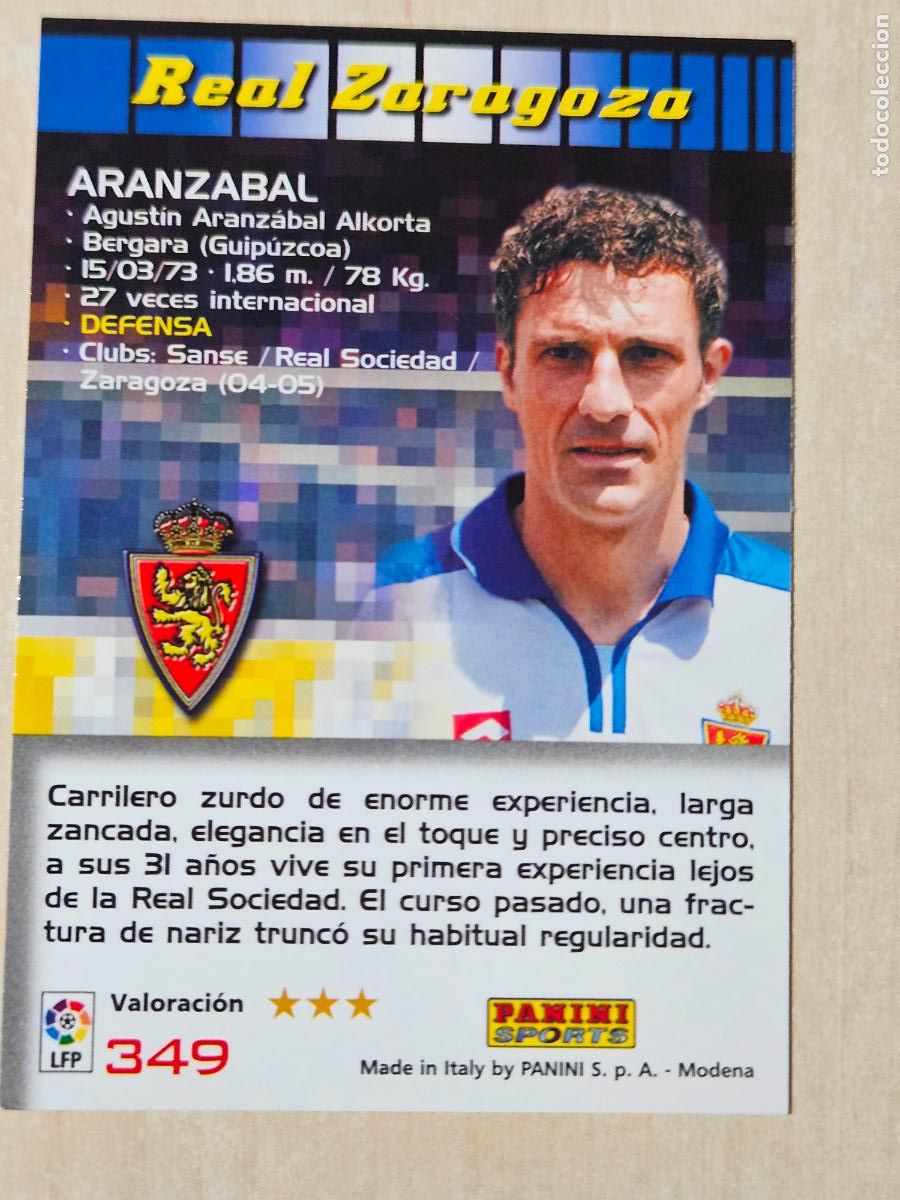 Cromos de F&uacute;tbol: CROMO N&ordm; 349 ARANZABAL - MEGACRACKS 2004 05 - REAL ZARAGOZA
