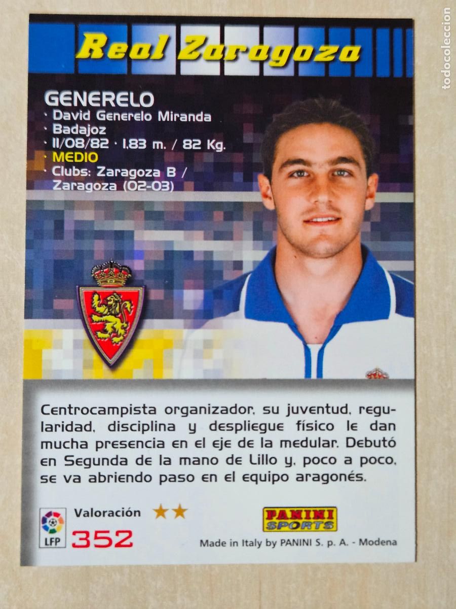 Cromos de F&uacute;tbol: CROMO N&ordm; 352 GENERELO - MEGACRACKS 2004 05 - REAL ZARAGOZA