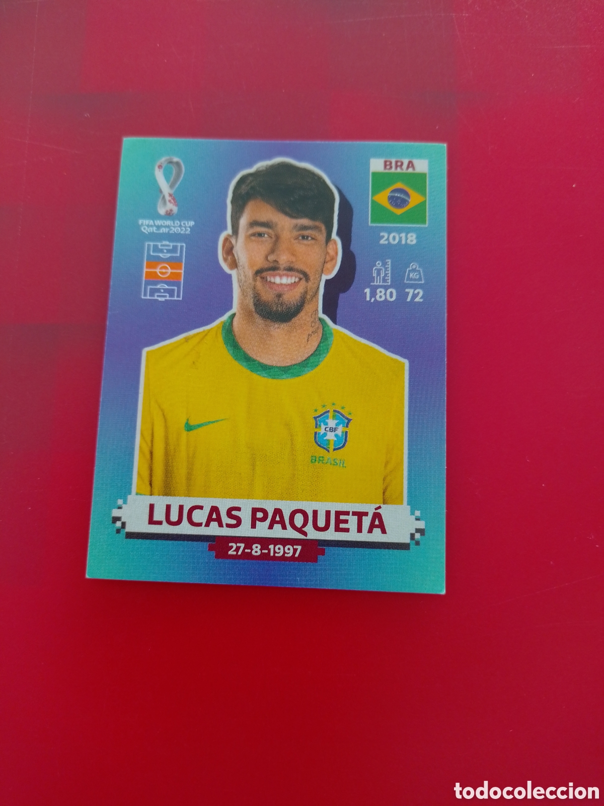 Cromos de F&uacute;tbol: CROMO NUMERO 14 LUCAS PAQUET&Aacute; BRASIL. MUNDIAL QATAR 2022. PANINI.