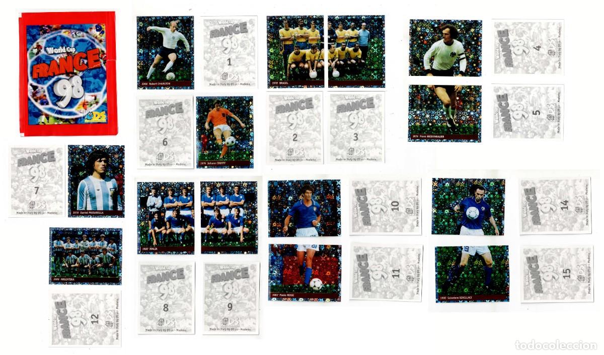 Cromos de F&uacute;tbol: 18 cromos nunca pegados album France 98 editorial DS