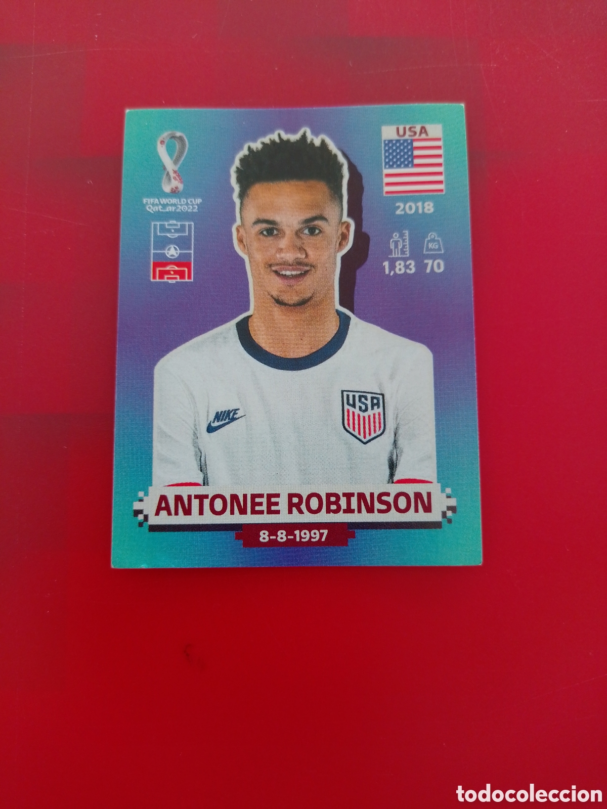 Cromos de F&uacute;tbol: CROMO NUMERO 8 ANTONEE ROBINSON USA. MUNDIAL QATAR 2022. PANINI.