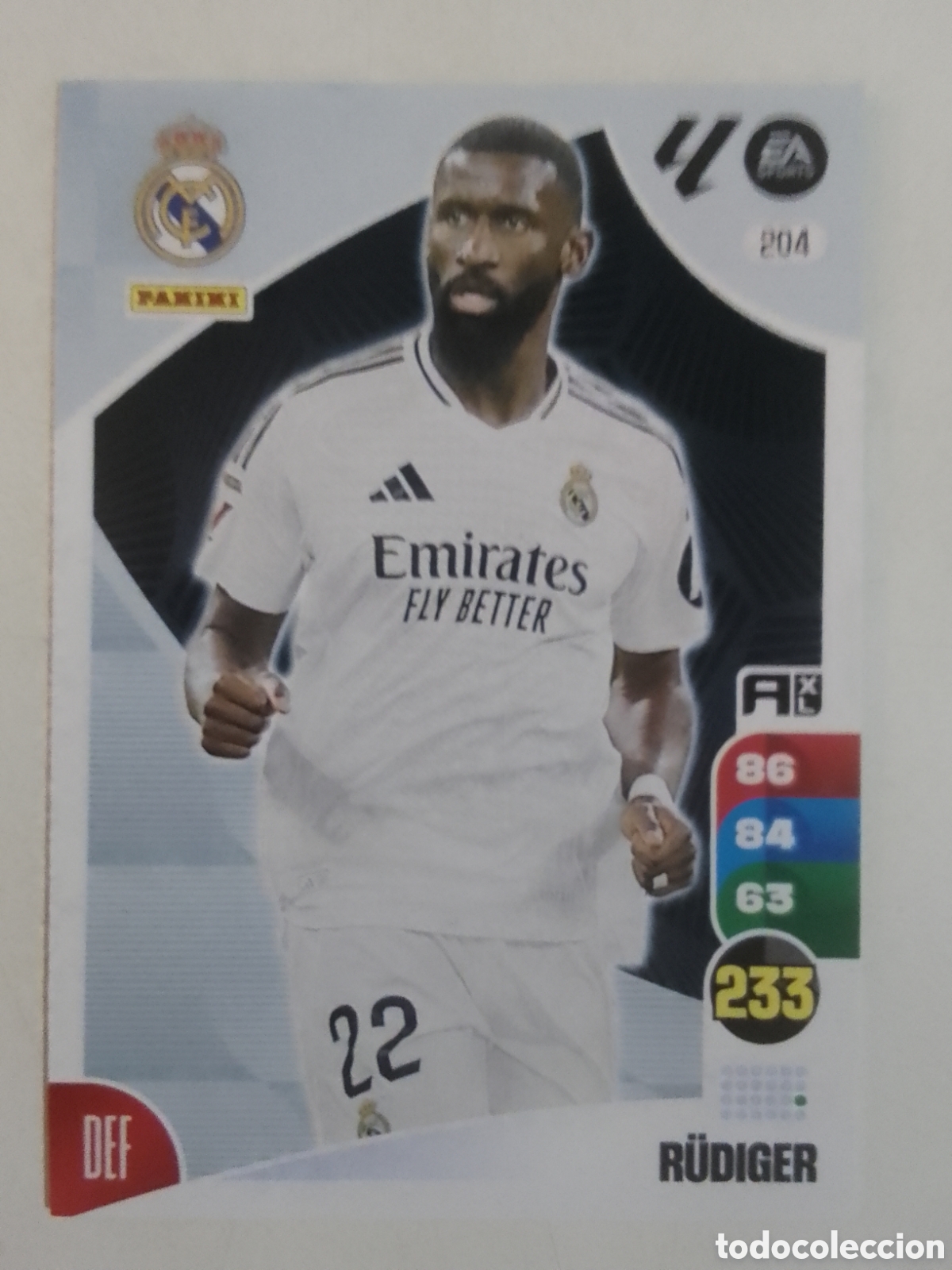 Cromos de F&uacute;tbol: Adrenalyn XL 2024-25 n&deg; 204 R&uuml;diger &bull; Real Madrid.