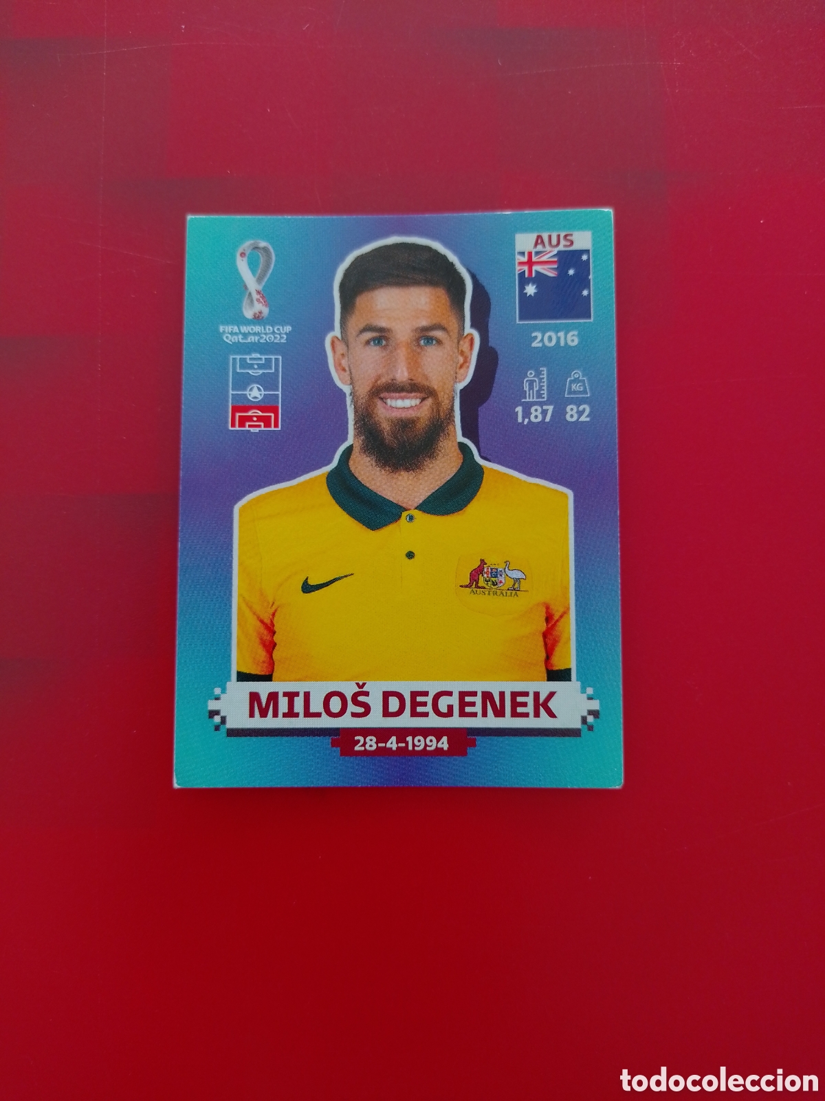 Cromos de F&uacute;tbol: CROMO NUMERO 6 MILOS DEGENEK AUSTRALIA. MUNDIAL QATAR 2022. PANINI.