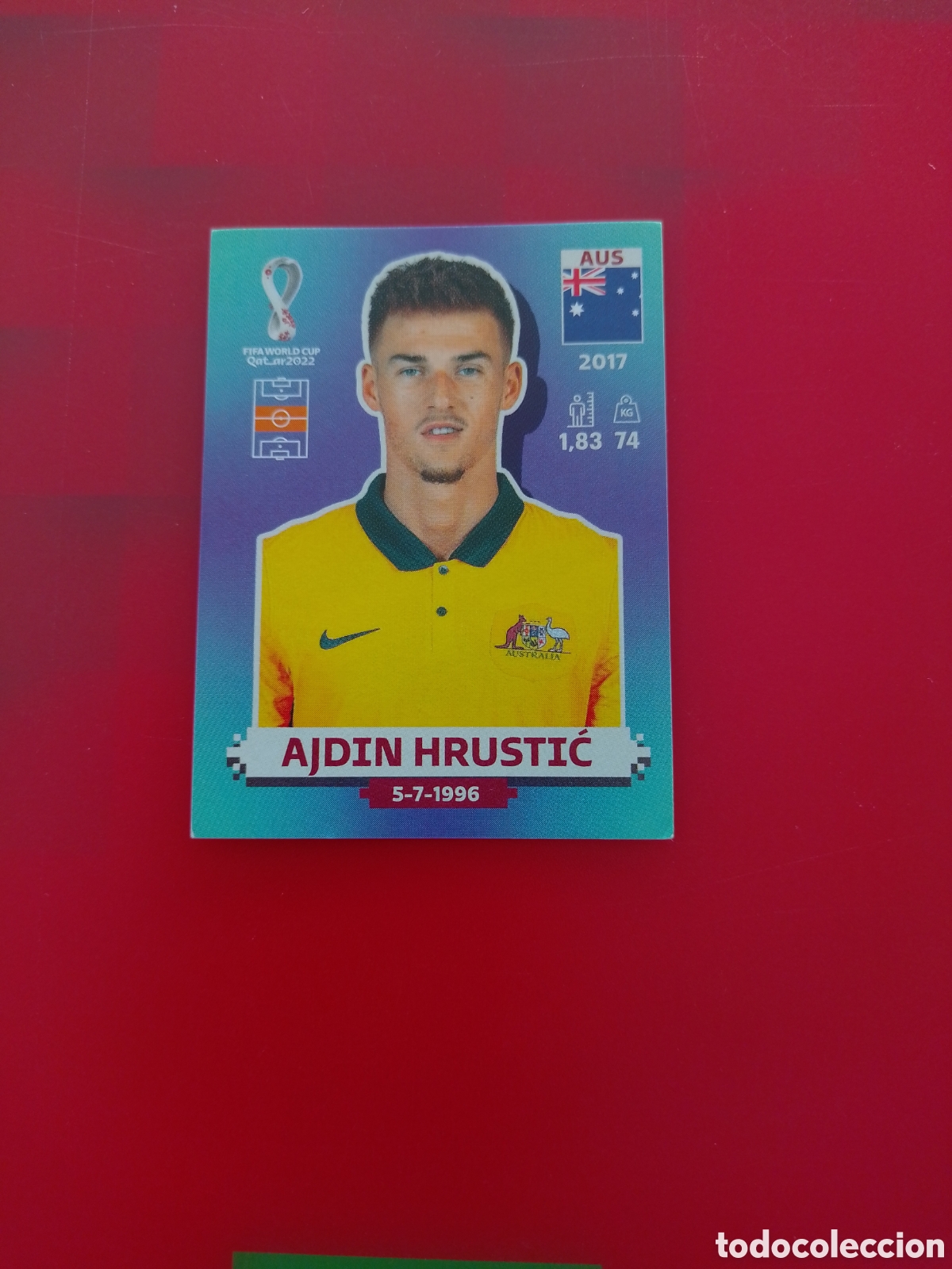 Football Stickers: CROMO NUMERO 11 AJDIN HRUSTIC AUSTRALIA. MUNDIAL QATAR 2022. PANINI.