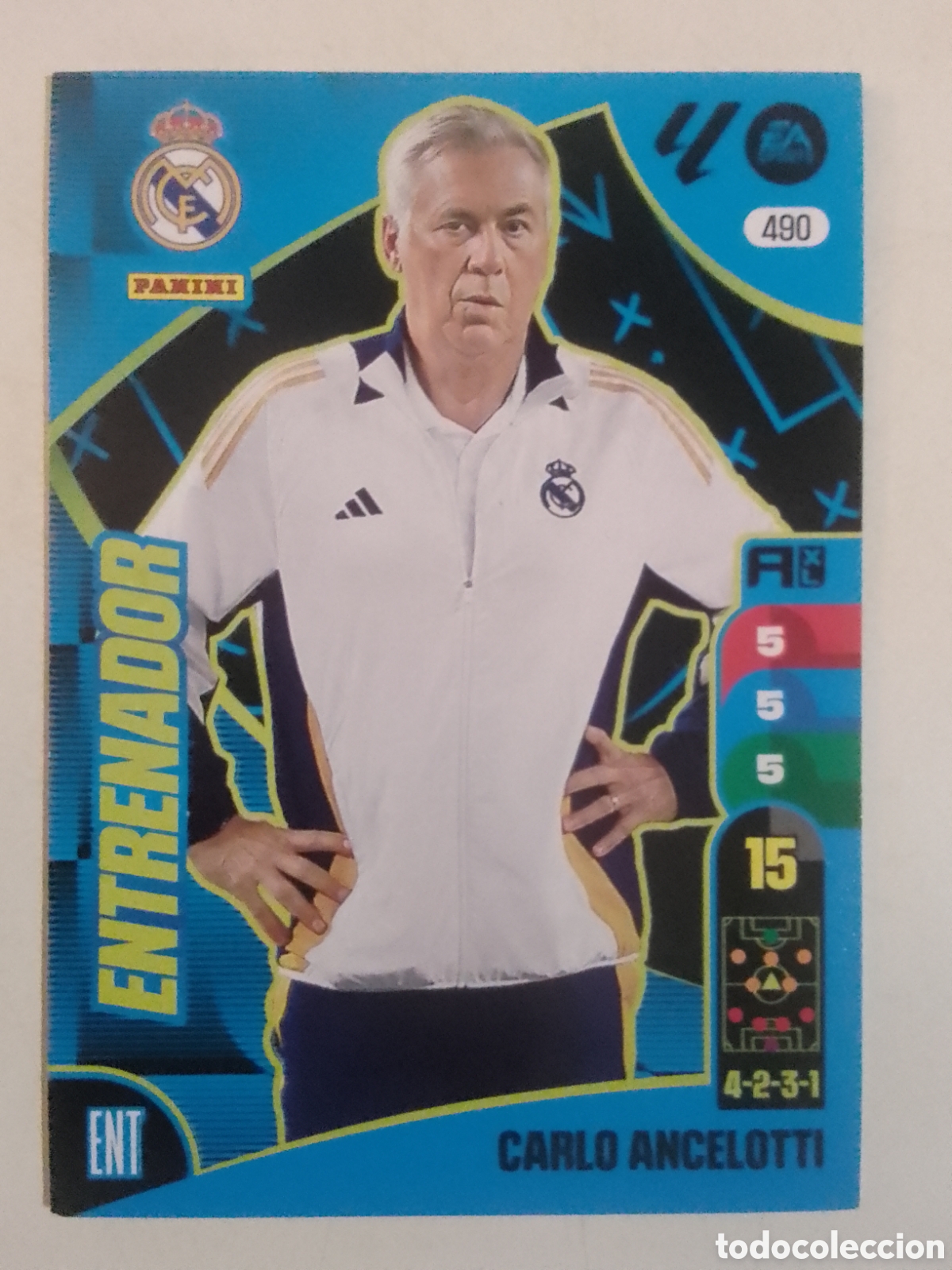 Fu&szlig;ball-Sticker: Adrenalyn XL 2024-25 n&deg; 490 Carlos Ancelotti &bull; Real Madrid.