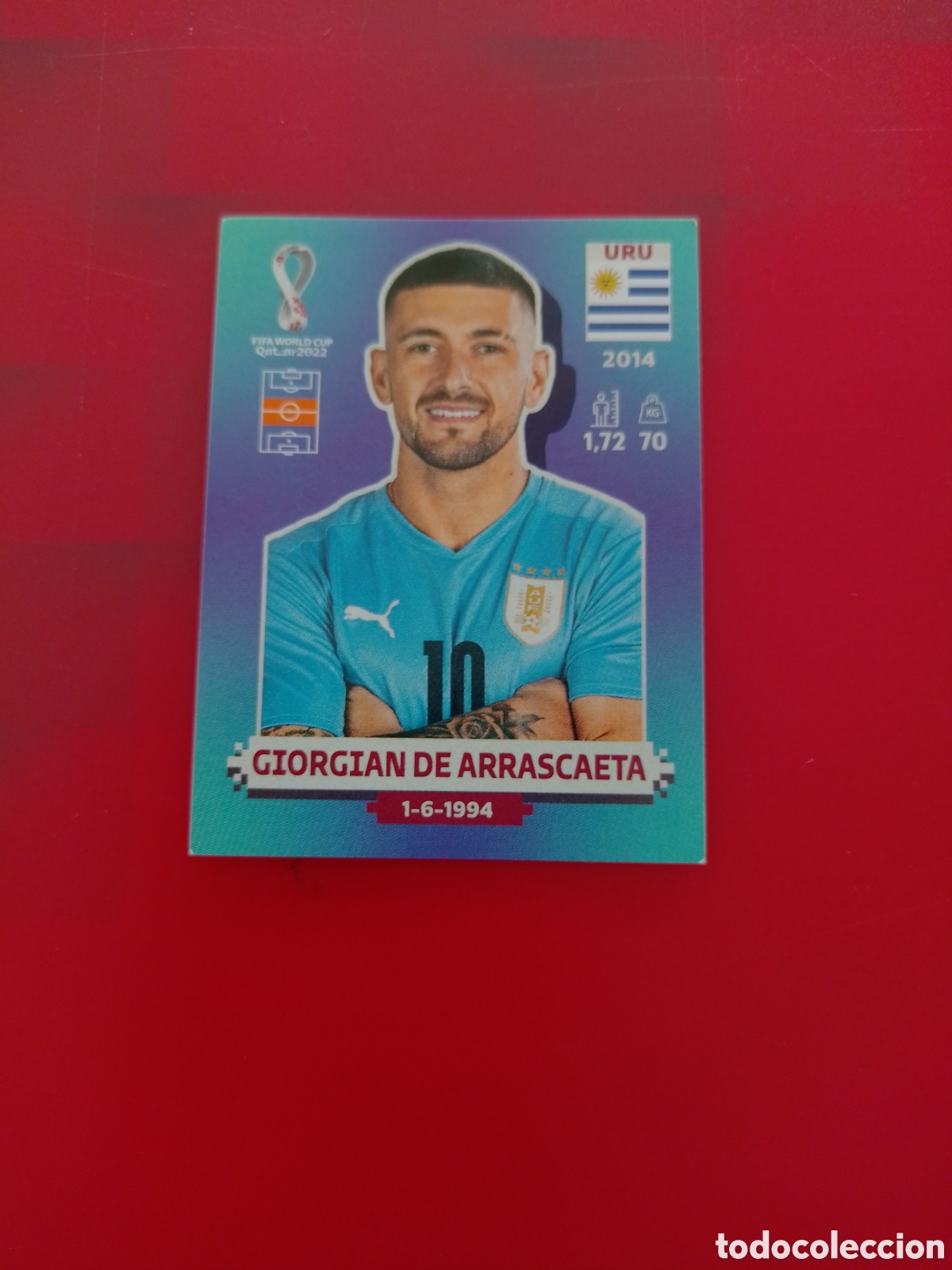 Cromos de F&uacute;tbol: CROMO NUMERO 12 GIORGIAN DE ARRASCAETA URUGUAY. MUNDIAL QATAR 2022. PANINI.