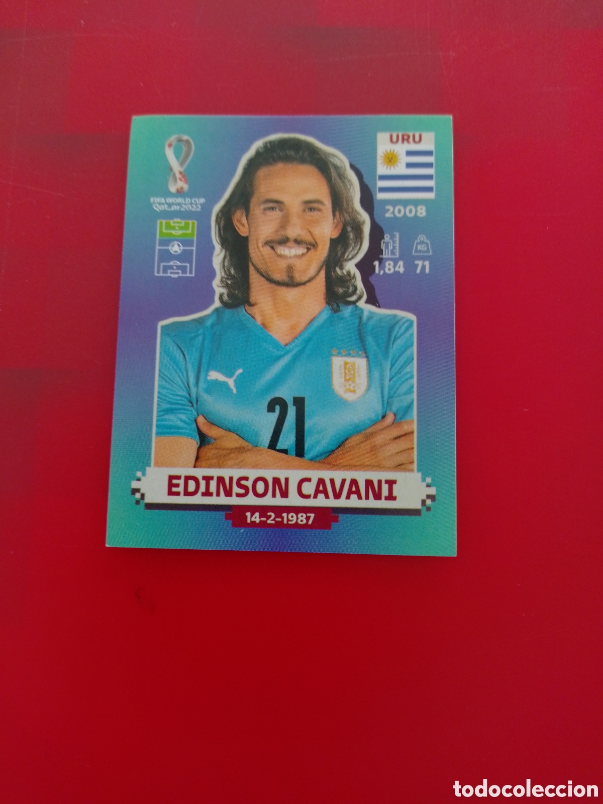 Cromos de F&uacute;tbol: CROMO NUMERO 17 EDISON CAVANI URUGUAY. MUNDIAL QATAR 2022. PANINI.