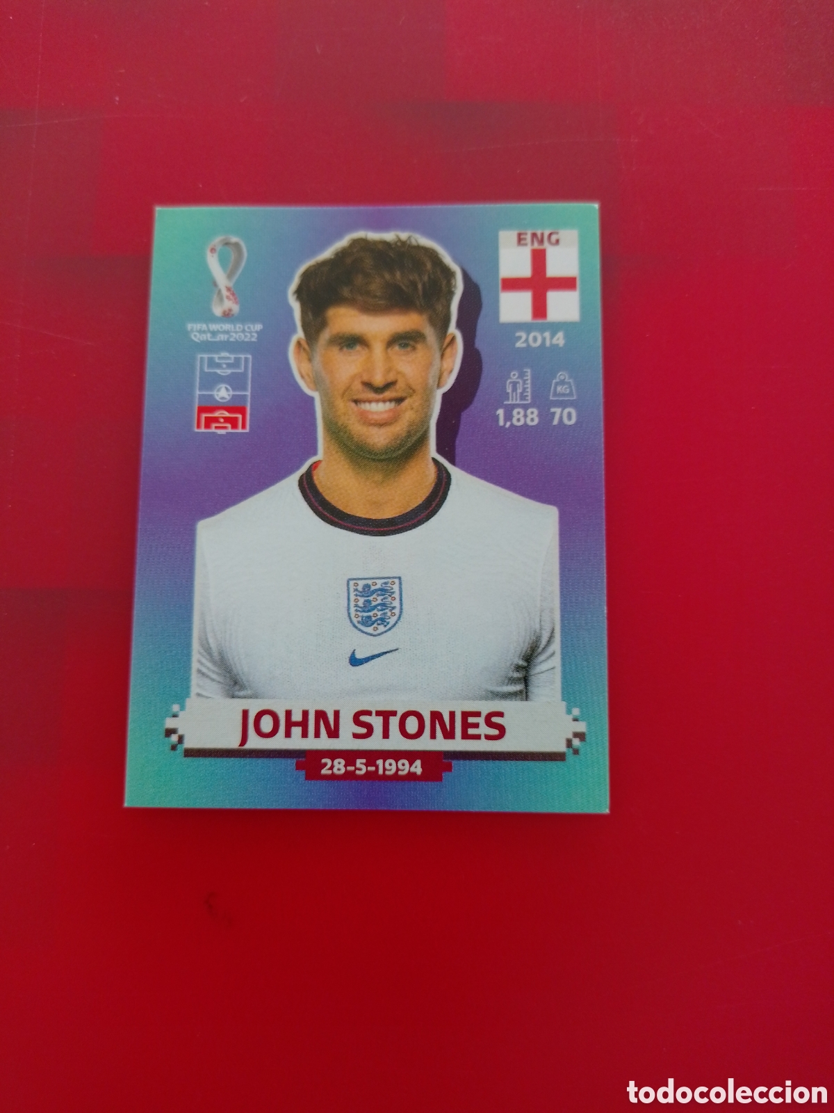 Cromos de F&uacute;tbol: CROMO NUMERO 9 JOHN STONES INGLATERRA. MUNDIAL QATAR 2022. PANINI.