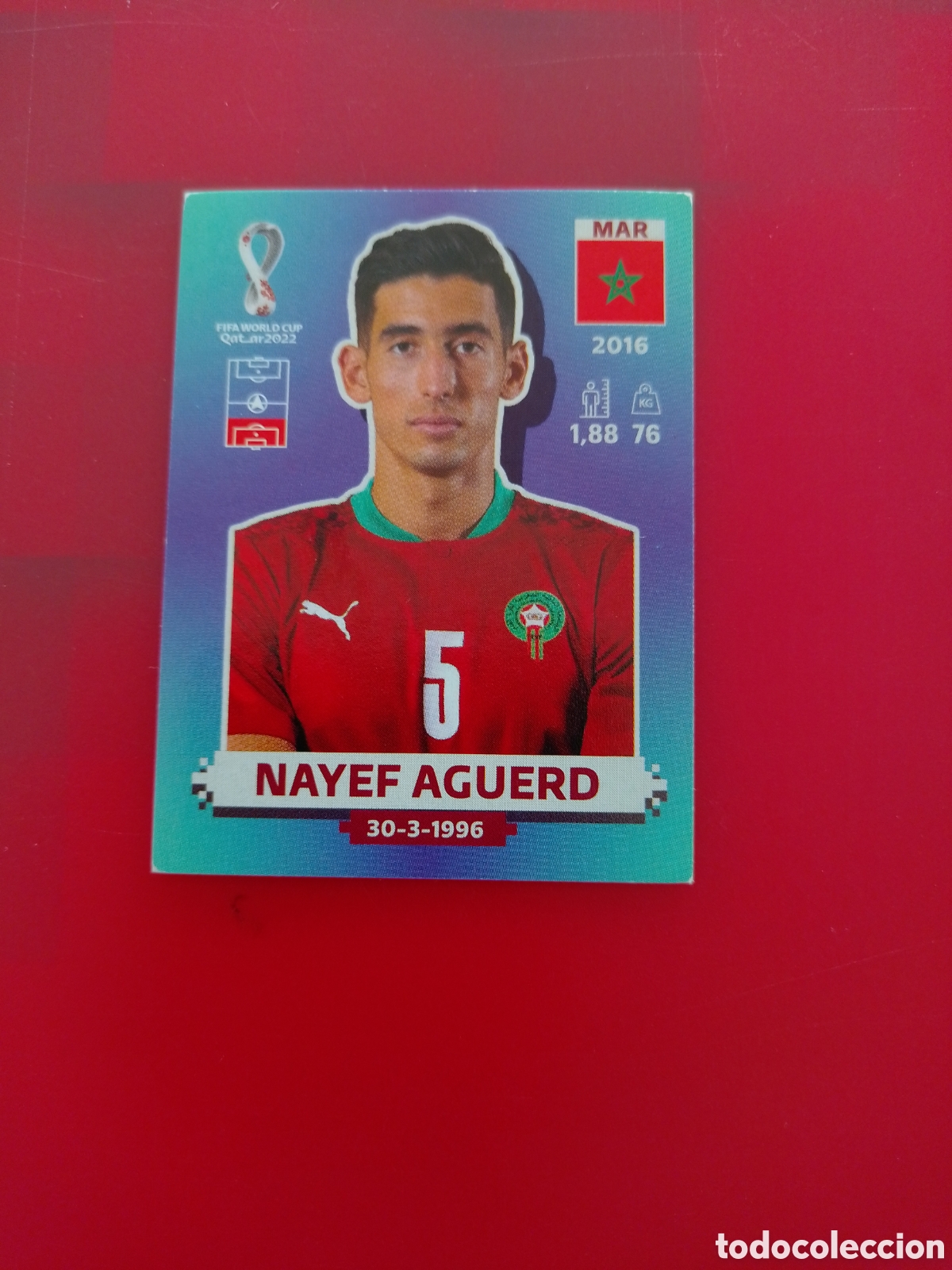 Cromos de F&uacute;tbol: CROMO NUMERO 5 NAYEF AGUERD MARRUECOS. MUNDIAL QATAR 2022. PANINI.