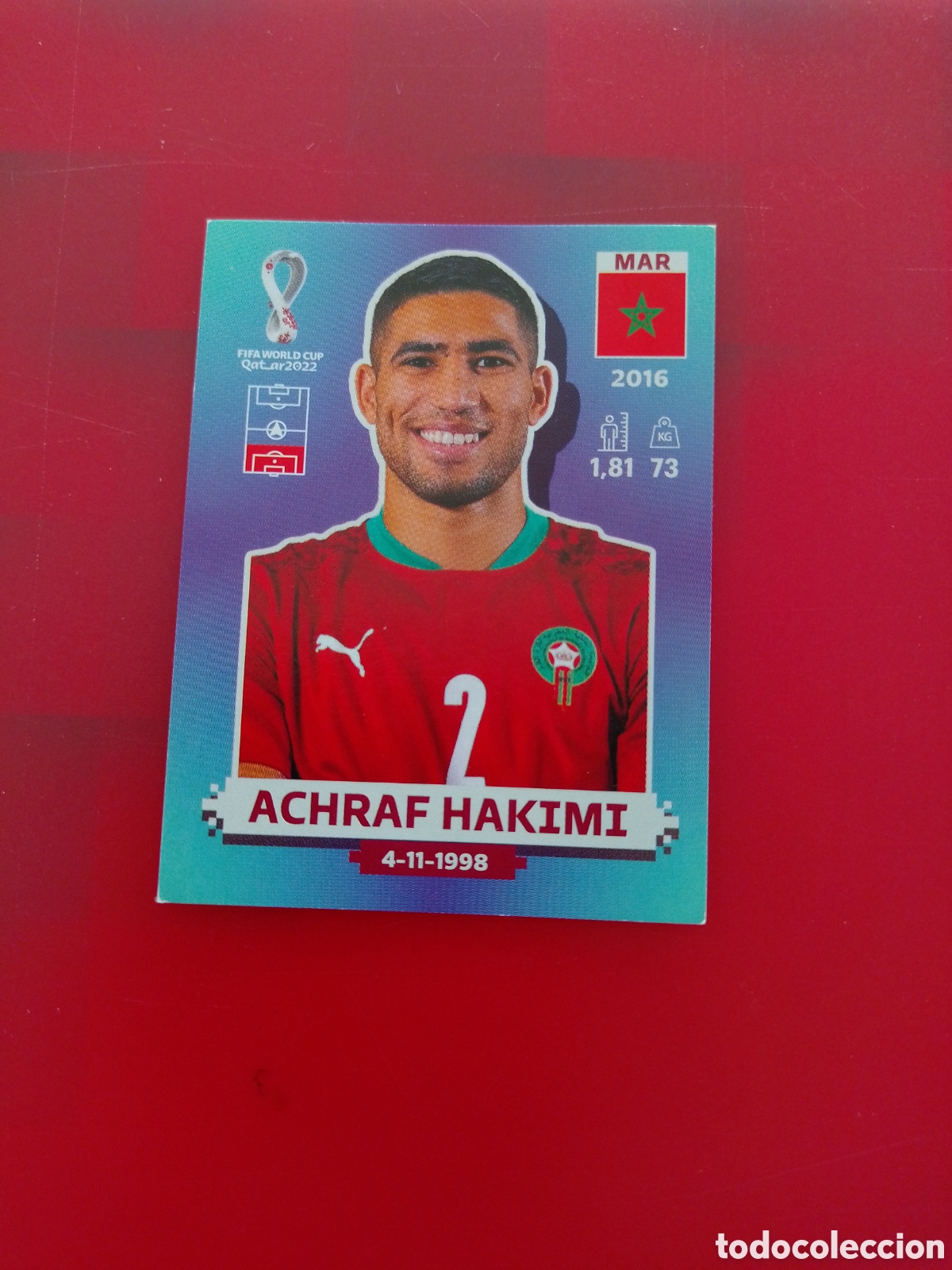 Cromos de F&uacute;tbol: CROMO NUMERO 6 ACHRAF HAKIMI MARRUECOS. MUNDIAL QATAR 2022. PANINI.