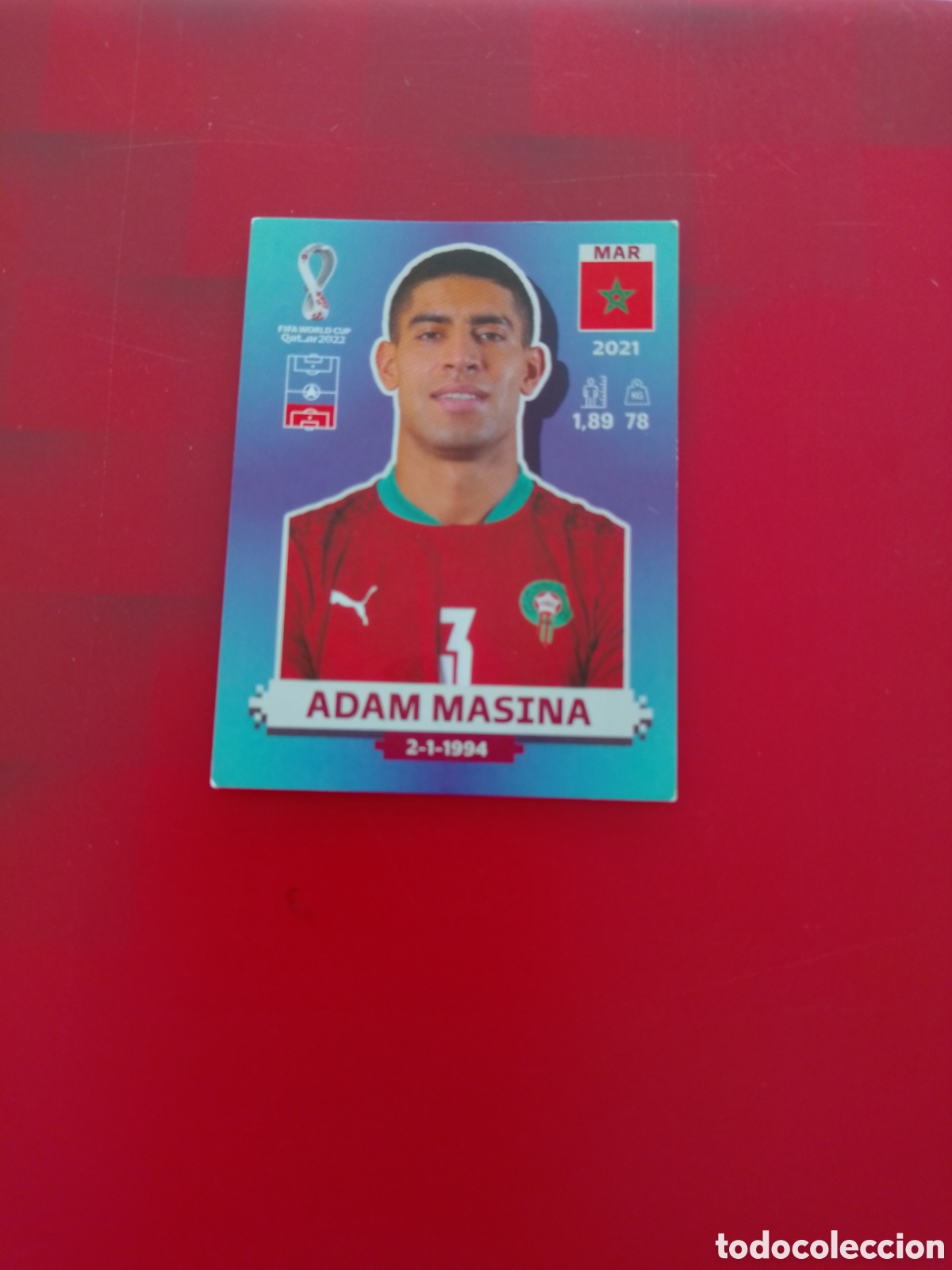 Cromos de F&uacute;tbol: CROMO NUMERO 7 ADAM MASINA MARRUECOS. MUNDIAL QATAR 2022. PANINI.