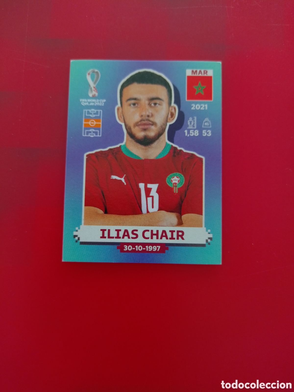 Cromos de F&uacute;tbol: CROMO NUMERO 13 ILIAS CHAIR MARRUECOS. MUNDIAL QATAR 2022. PANINI.