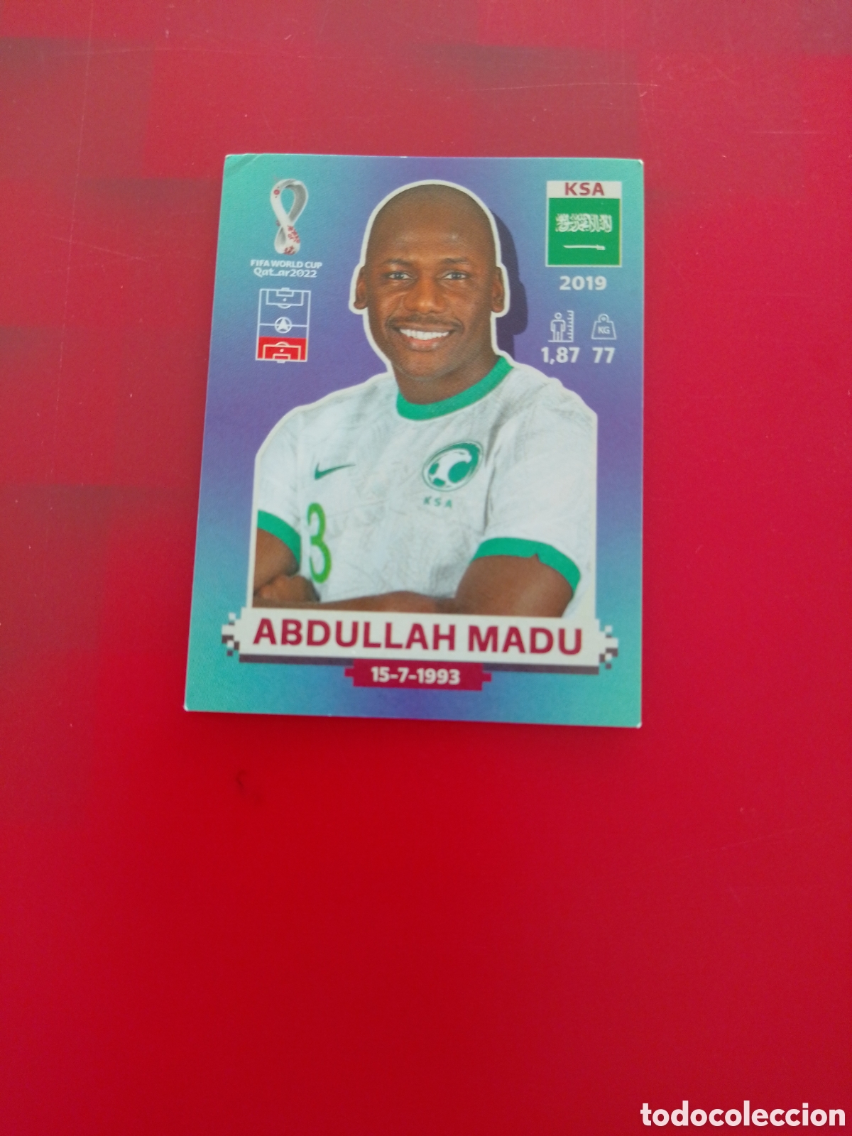 Cartes &agrave; collectionner de Football: CROMO NUMERO 11 ABDULLAH MADU ARABIA SAUDI. MUNDIAL QATAR 2022. PANINI.