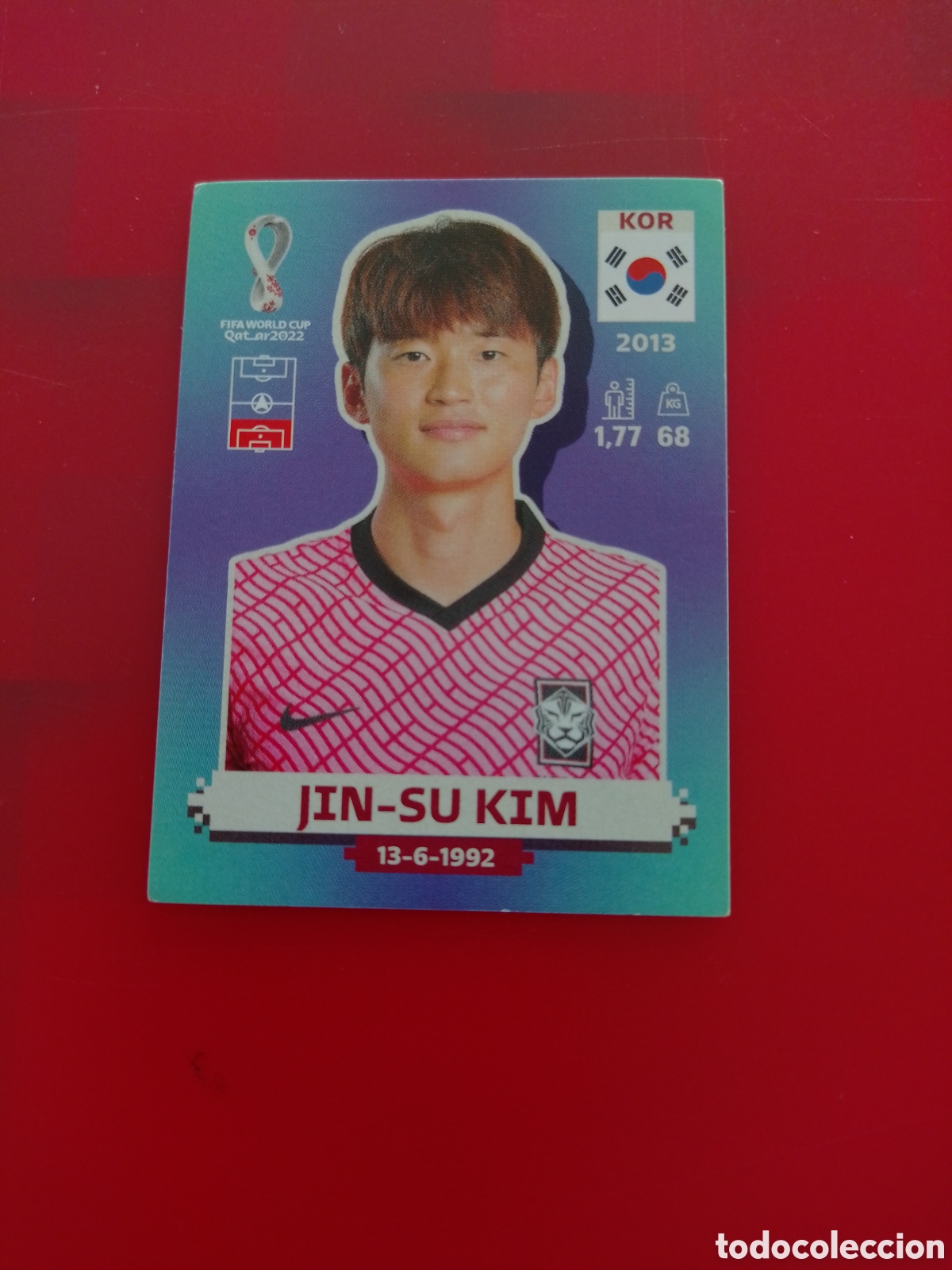 Figurine di Calcio: CROMO NUMERO 9 JIN-SU KIM COREA DEL SUR. MUNDIAL QATAR 2022. PANINI.