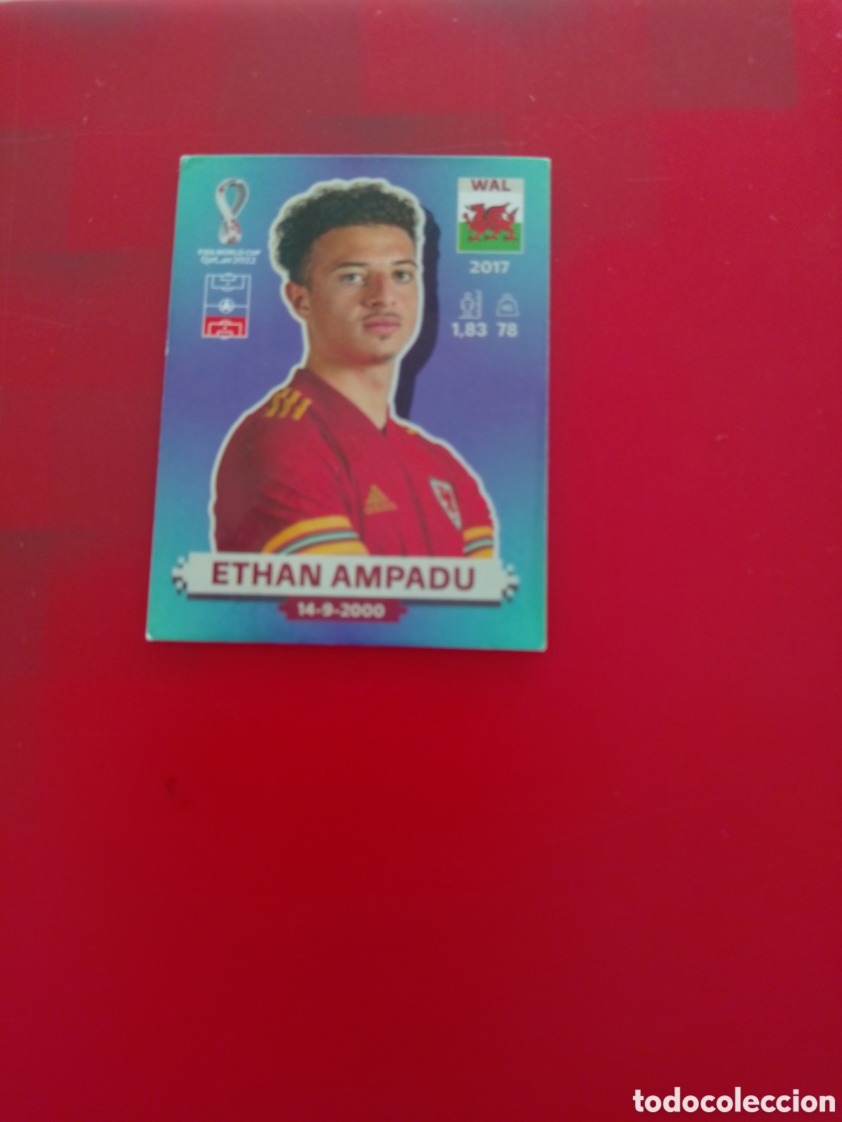 Cartes &agrave; collectionner de Football: CROMO NUMERO 5 ETHAN AMPADU PAIS DE GALES. MUNDIAL QATAR 2022. PANINI.