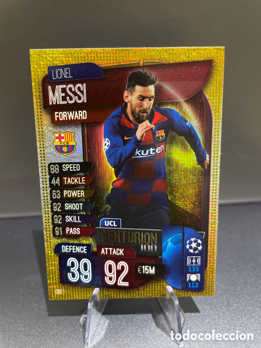 Cromos de F&uacute;tbol: Messi CEN 1 Centurion 100 Match Attax 2019-20 2019 2020 Topps UCL FC Barcelona