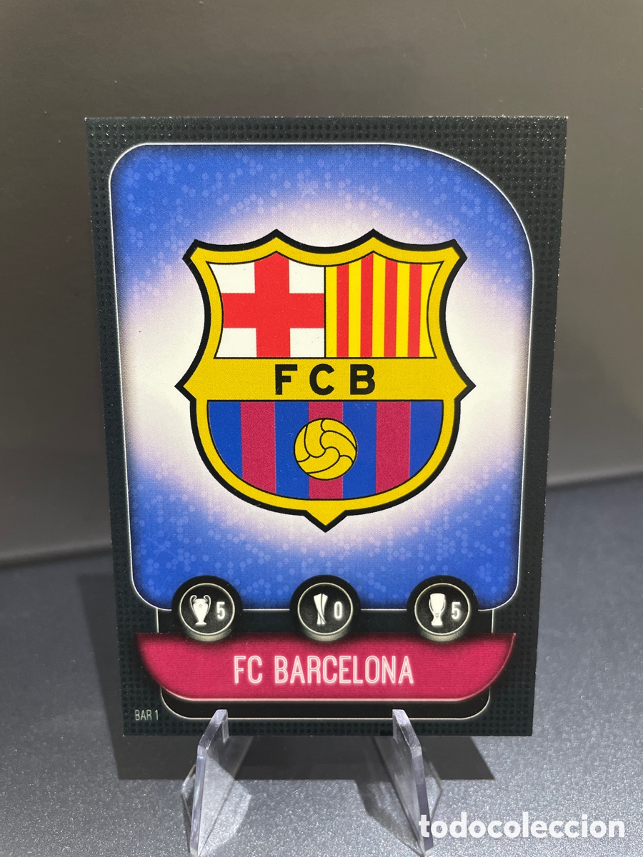 Cromos de F&uacute;tbol: Escudo FC Barcelona Messi reverso BAR 1 Match Attax 2019-20 2019 2020 Topps FC Barcelona
