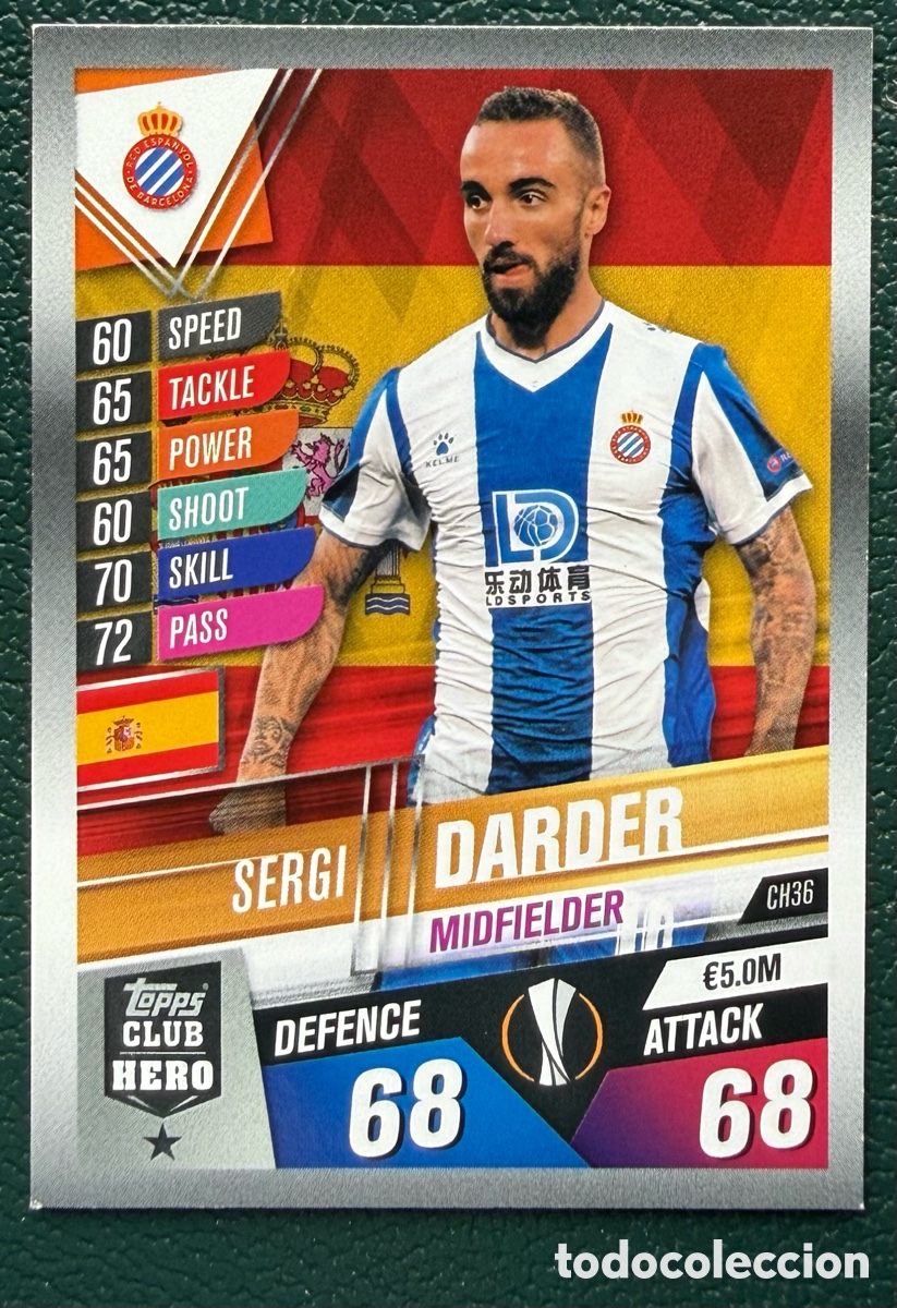 Football Stickers: CH36 SERGI DARDER RCD ESPANYOL FICHAS ALBUM MATCH ATTAX 101 TOPPS 2019 2020 19 20