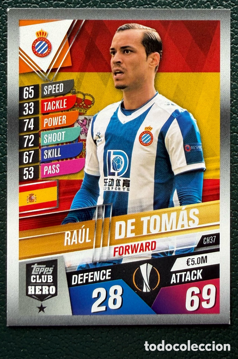 Cromos de F&uacute;tbol: CH37 RAUL DE TOMAS RCD ESPANYOL FICHAS ALBUM MATCH ATTAX 101 TOPPS 2019 2020 19 20