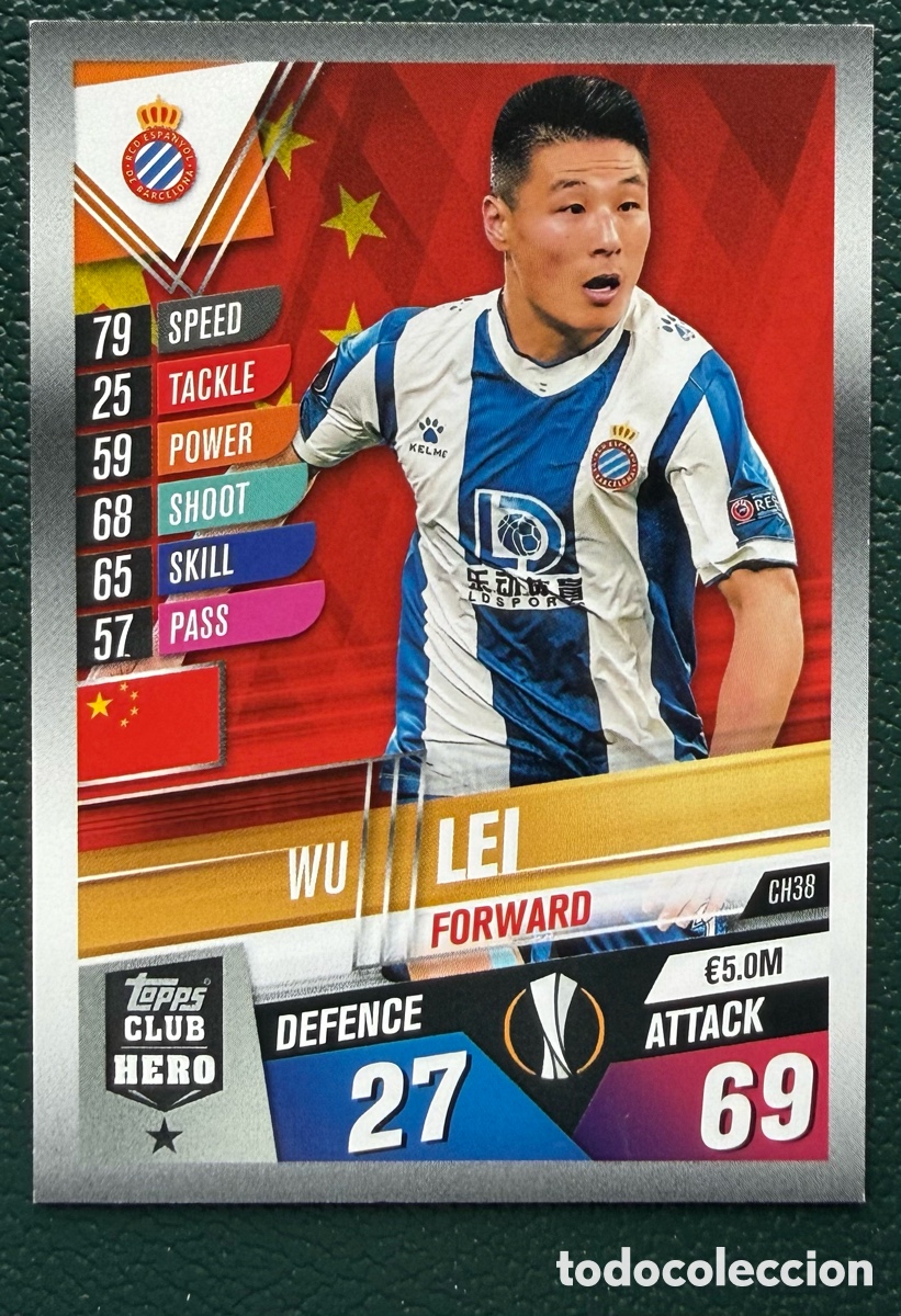 Cromos de F&uacute;tbol: CH38 WU LEI RCD ESPANYOL FICHAS ALBUM MATCH ATTAX 101 TOPPS 2019 2020 19 20