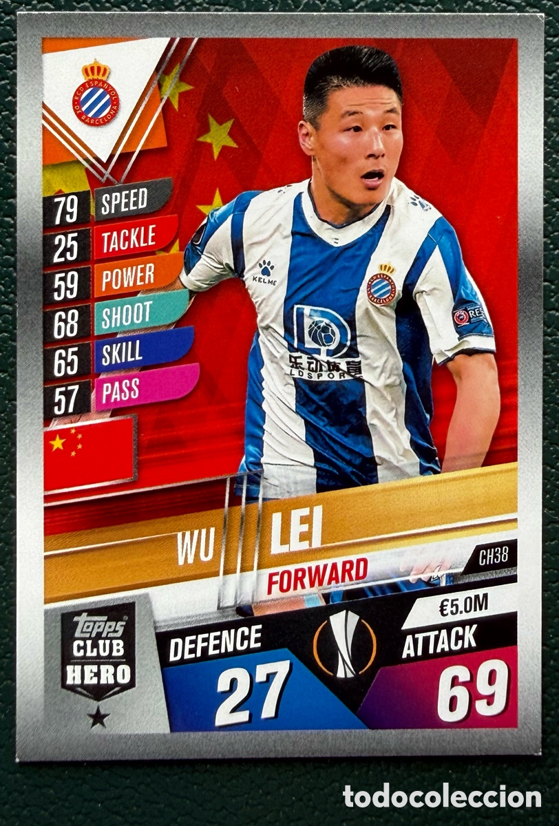 Cromos de F&uacute;tbol: CH38 WU LEI RCD ESPANYOL FICHAS ALBUM MATCH ATTAX 101 TOPPS 2019 2020 19 20