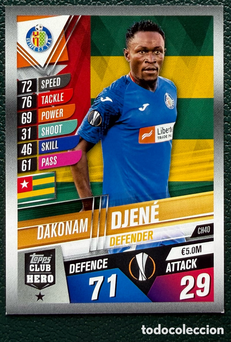 Cromos de Futebol: CH40 DAKONAM DJENE GETAFE CF FICHAS ALBUM MATCH ATTAX 101 TOPPS 2019 2020 19 20