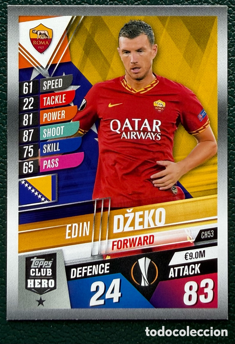 Fu&szlig;ball-Sticker: CH53 EDIN DZEKO AS ROMA FICHAS ALBUM MATCH ATTAX 101 TOPPS 2019 2020 19 20
