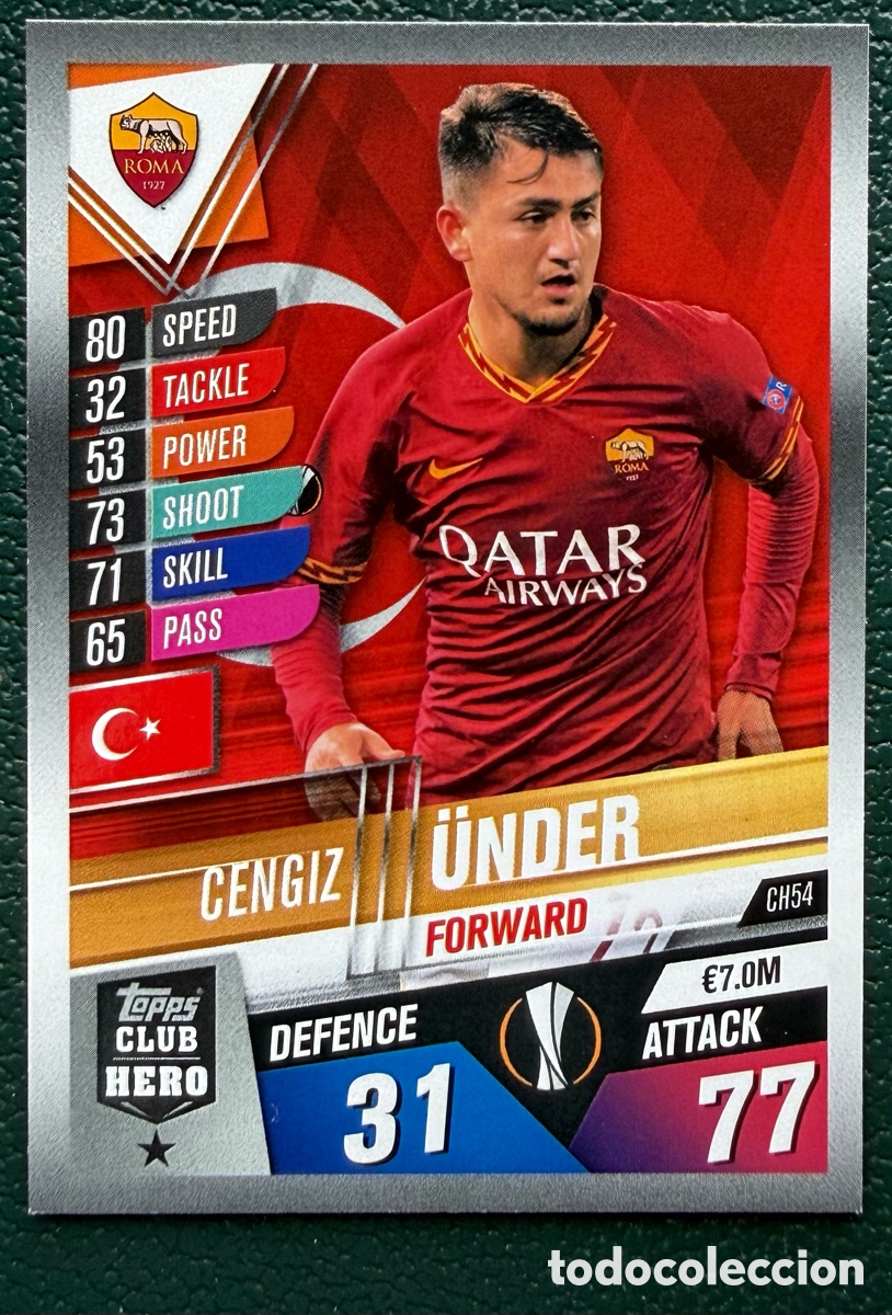 Fu&szlig;ball-Sticker: CH54 CENGIZ UNDER AS ROMA FICHAS ALBUM MATCH ATTAX 101 TOPPS 2019 2020 19 20