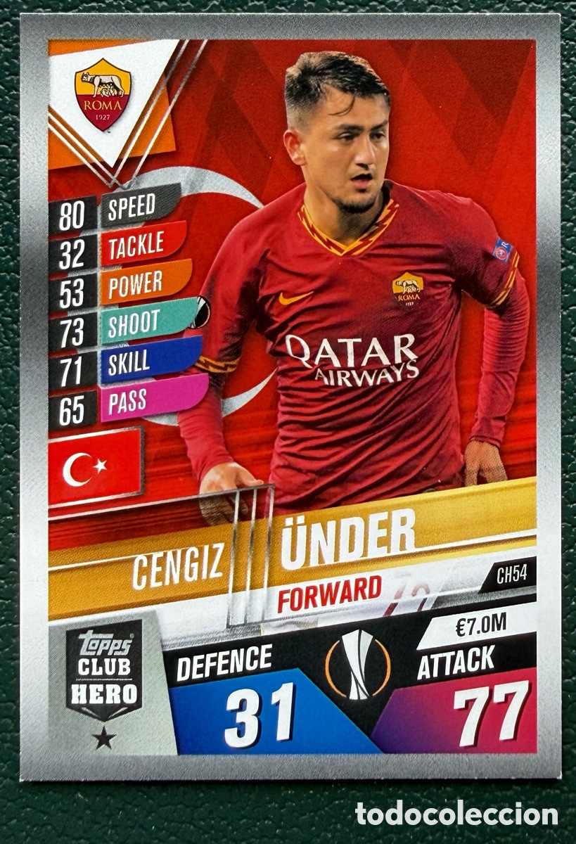 Cromos de Futebol: CH54 CENGIZ UNDER AS ROMA FICHAS ALBUM MATCH ATTAX 101 TOPPS 2019 2020 19 20