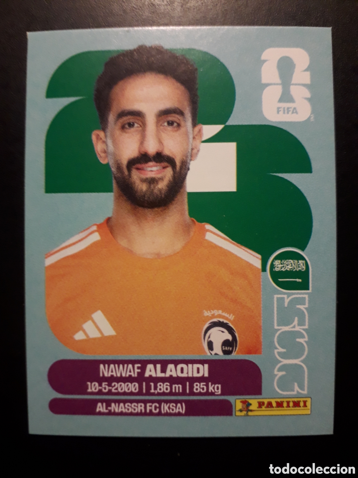 Cromos de F&uacute;tbol: ALAQIDI ARABIA SAUD&Iacute; KSA 2 MUNDIAL F&Uacute;TBOL 2026 FIFA WORLD CUP PANINI SIN PEGAR PEDIDO M&Iacute;NIMO 3&euro;