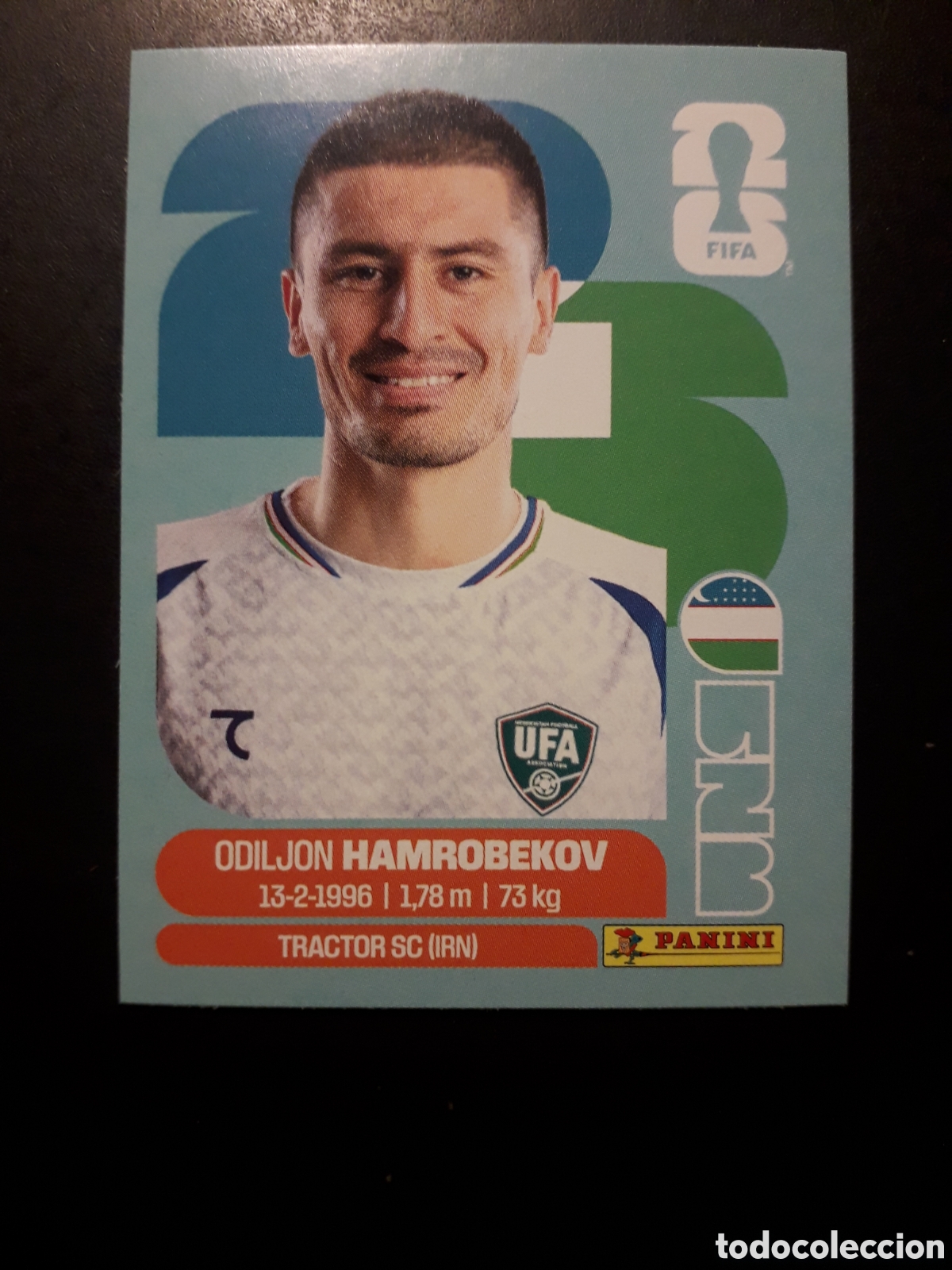 Fu&szlig;ball-Sticker: HAMROBEKOV UZBEKISTAN UZB 10 MUNDIAL F&Uacute;TBOL 2026 FIFA WORLD CUP PANINI SIN PEGAR PEDIDO M&Iacute;NIMO 3&euro;.
