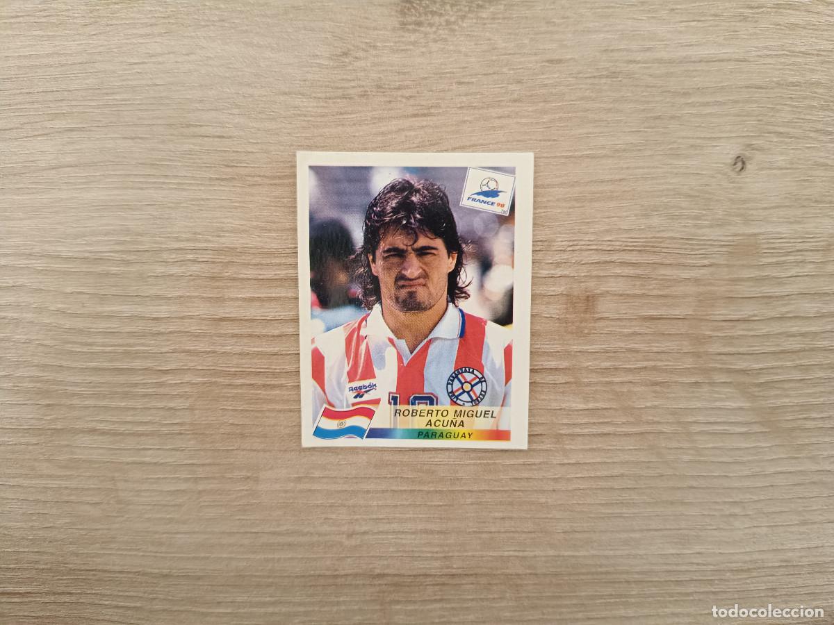 Cromos de F&uacute;tbol: CROMO DE FUTBOL PANINI DANONE ROBERTO MIGUEL ACU&Ntilde;A PARAGUAY SIN PEGAR NUNCA PEGADO FRANCIA 98 D526