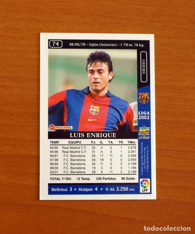 Cromos de Futebol: Barcelona - N&ordm; 74 Luis Enrique - Mundicromo Las Fichas de la Liga 2001-2002, 01-02