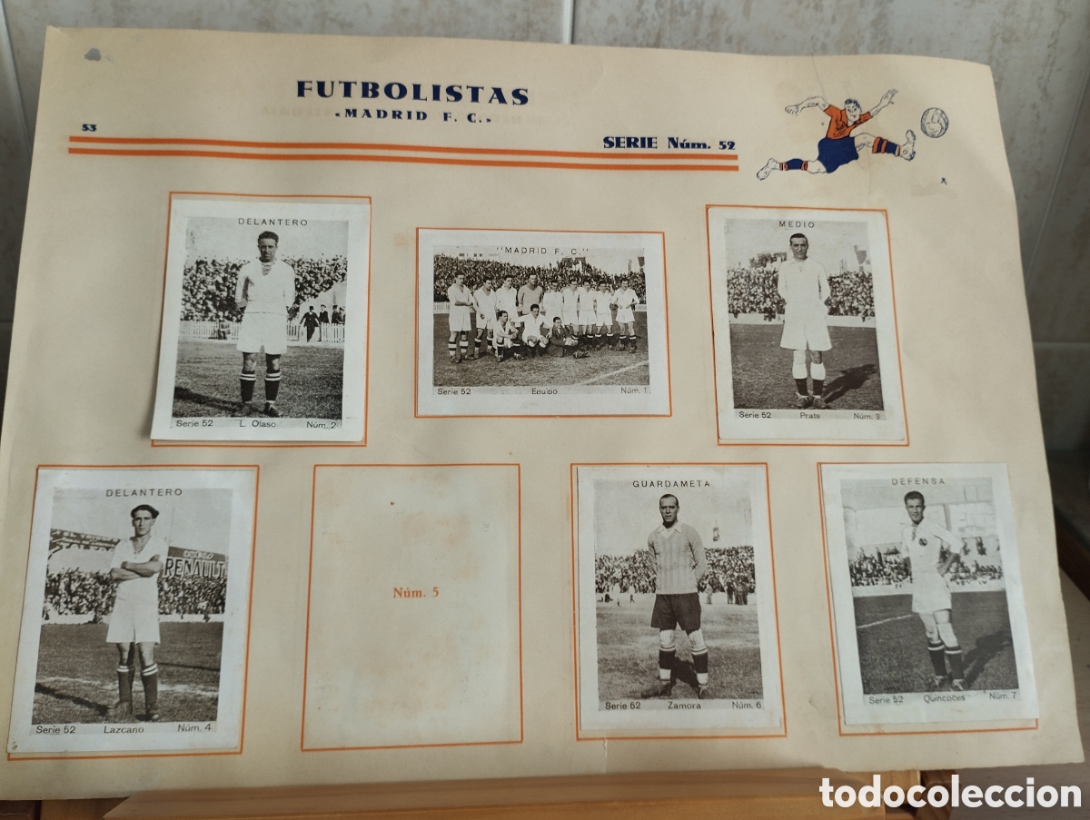 Cromos de F&uacute;tbol: CROMO ALBUM FUTBOL MADRID C F A&Ntilde;O 1932 ZAMORA QUINCOCES....6 CROMOS
