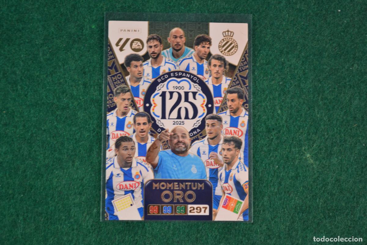 Cromos de F&uacute;tbol: PANINI ADRENALYN LIGA 2025-26 - RCD ESPANYOL 125 ANIVERSARIO MOMENTUM ORO