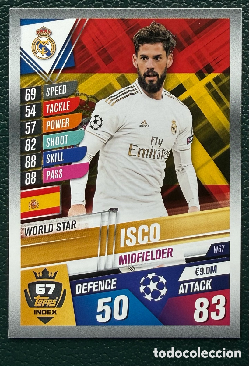 Figurine di Calcio: W67 ISCO REAL MADRID FICHAS ALBUM MATCH ATTAX 101 TOPPS 2019 2020 19 20
