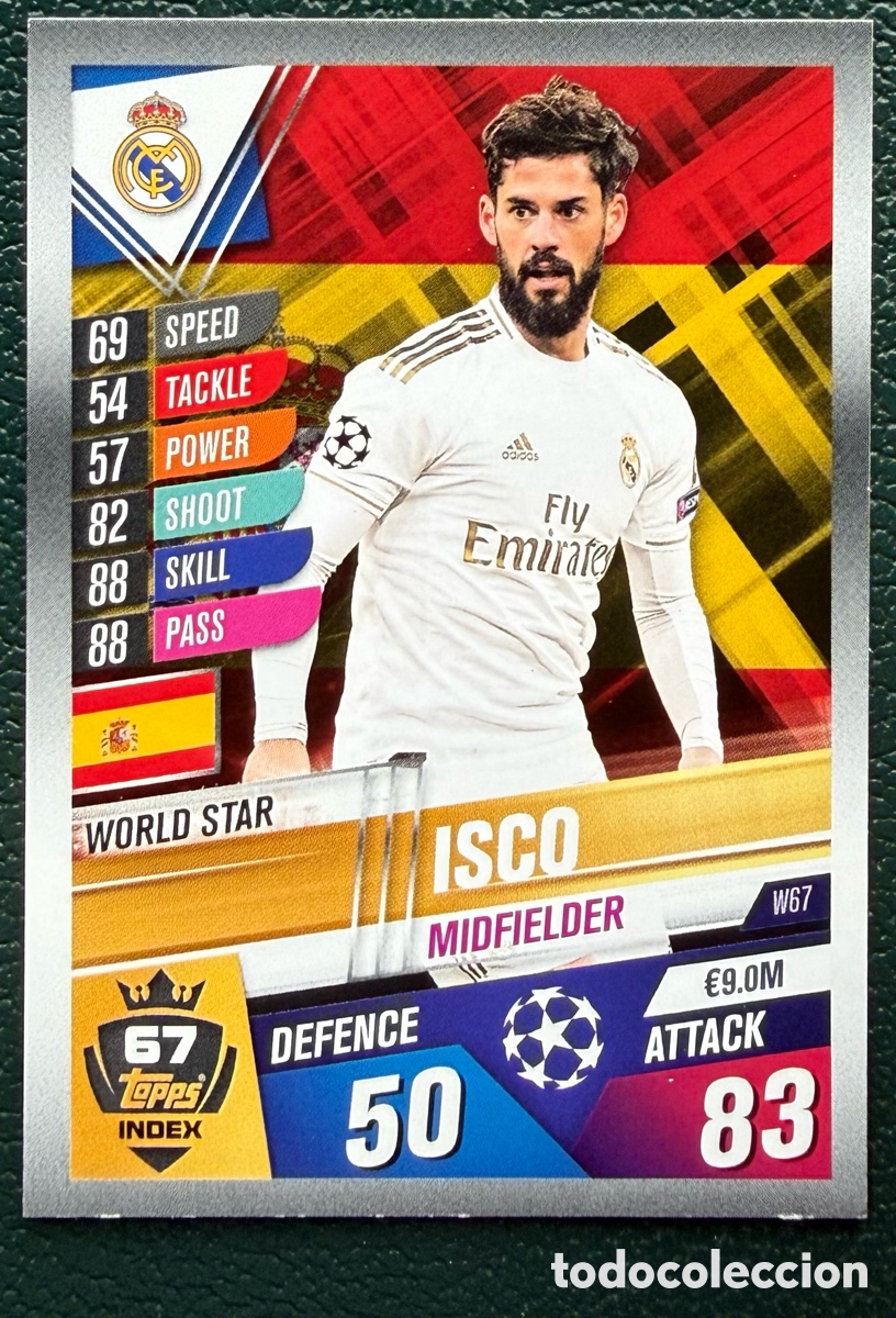Figurine di Calcio: W67 ISCO REAL MADRID FICHAS ALBUM MATCH ATTAX 101 TOPPS 2019 2020 19 20