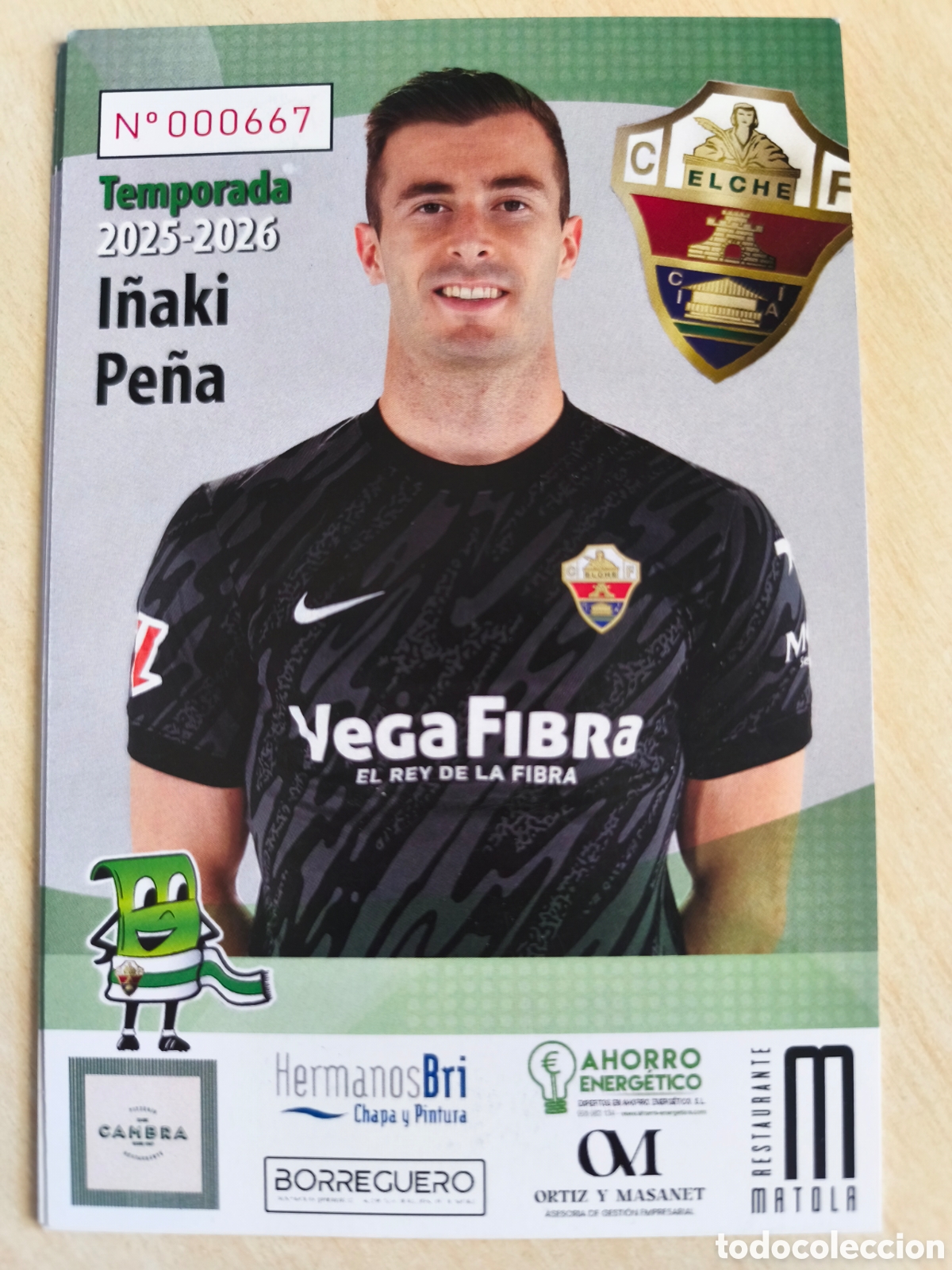 Cromos de F&uacute;tbol: I&Ntilde;AKI PE&Ntilde;A- ELCHE C.F. Temporada 2025-26 Postal Publicitaria