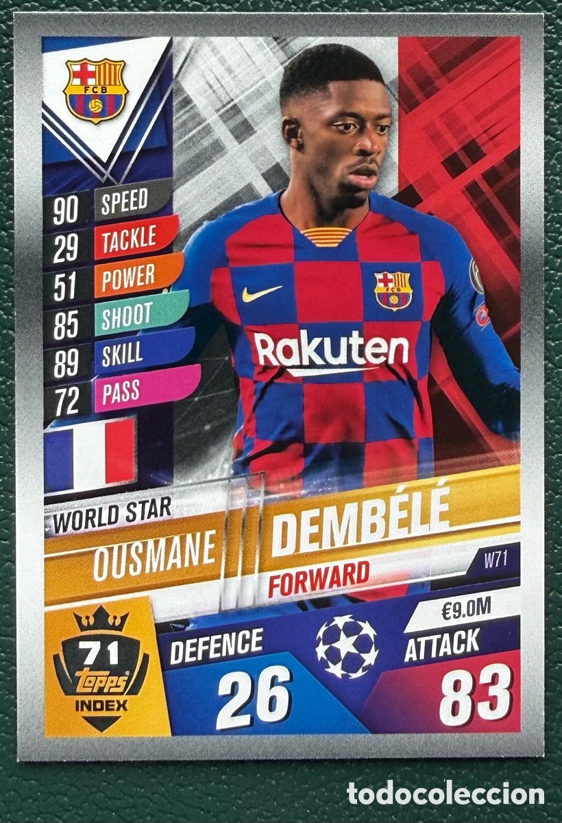 Cromos de f&uacute;tbol: W71 OUSMANE DEMBELE FC BARCELONA FICHAS ALBUM MATCH ATTAX 101 TOPPS 2019 2020 19 20