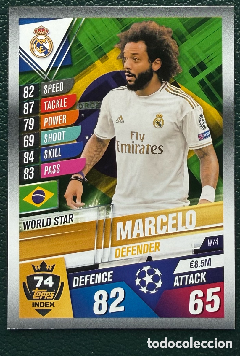 Cartes &agrave; collectionner de Football: W74 MARCELO REAL MADRID FICHAS ALBUM MATCH ATTAX 101 TOPPS 2019 2020 19 20