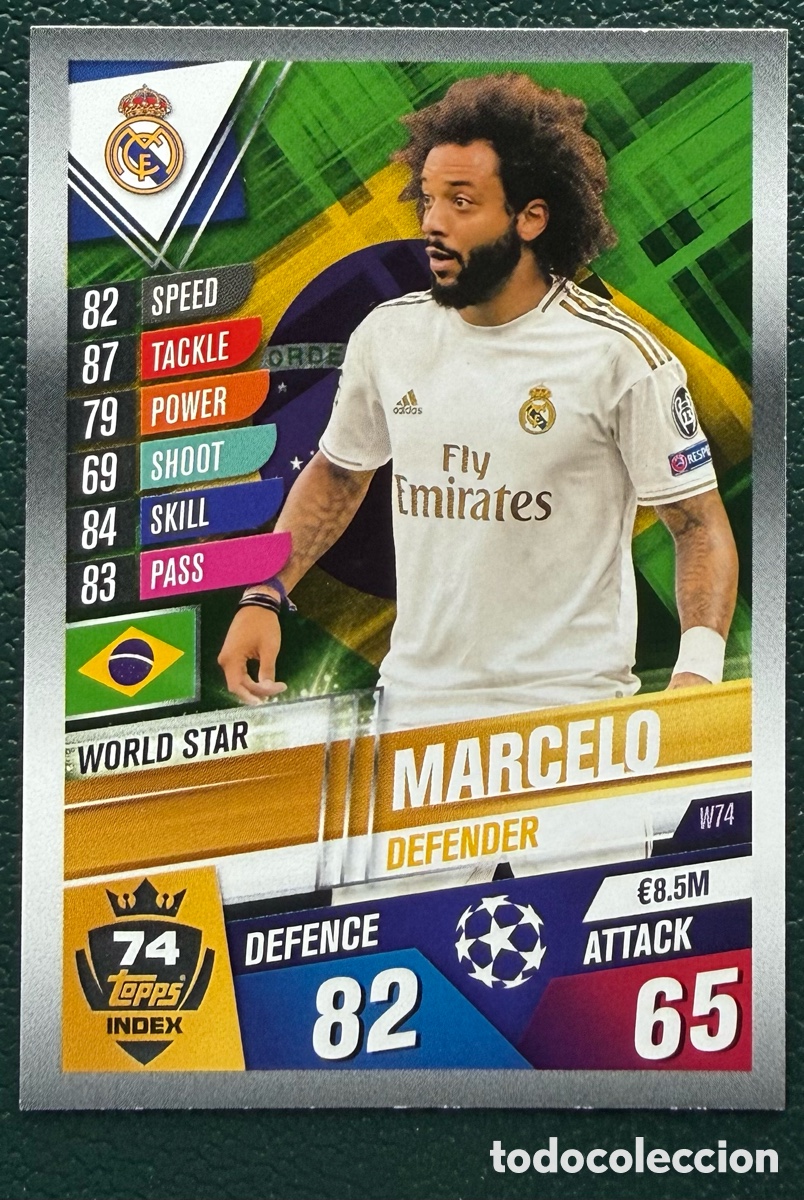 Cartes &agrave; collectionner de Football: W74 MARCELO REAL MADRID FICHAS ALBUM MATCH ATTAX 101 TOPPS 2019 2020 19 20