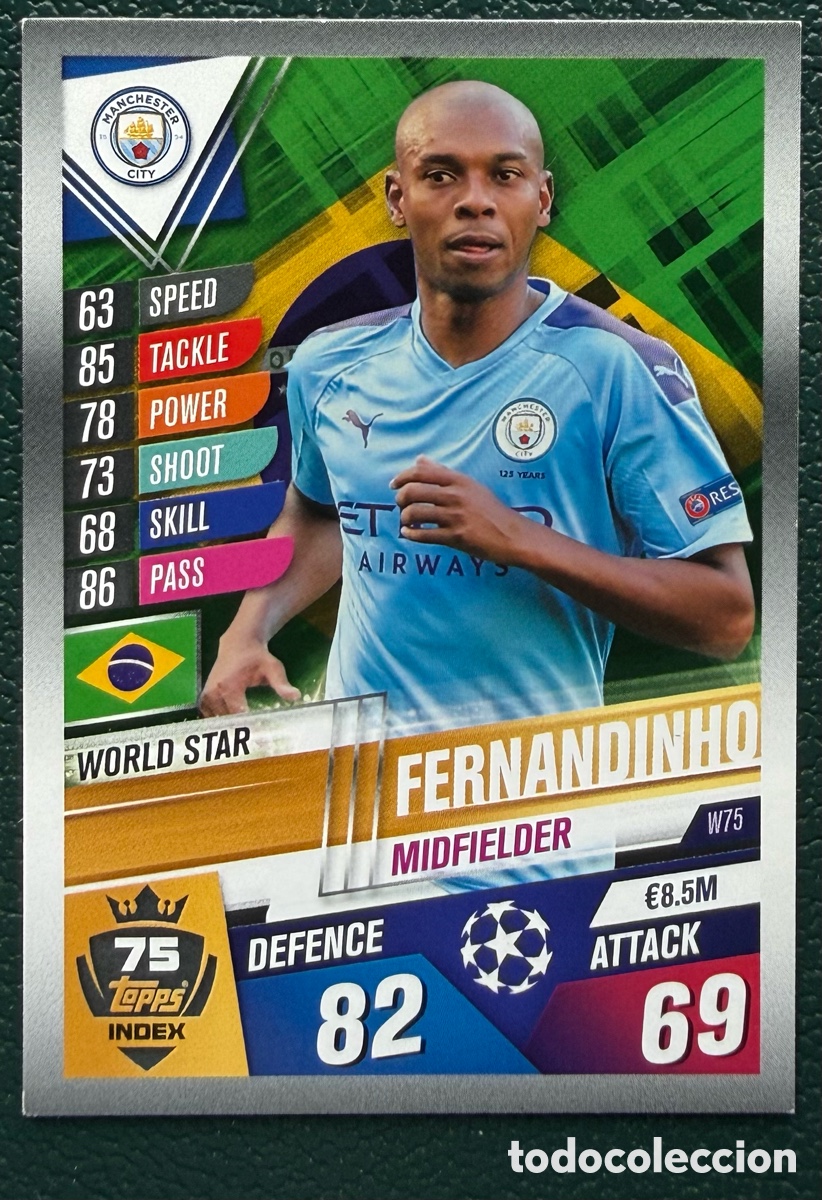 Cartes &agrave; collectionner de Football: W75 FERNANDINHO MANCHESTER CITY FICHAS ALBUM MATCH ATTAX 101 TOPPS 2019 2020 19 20