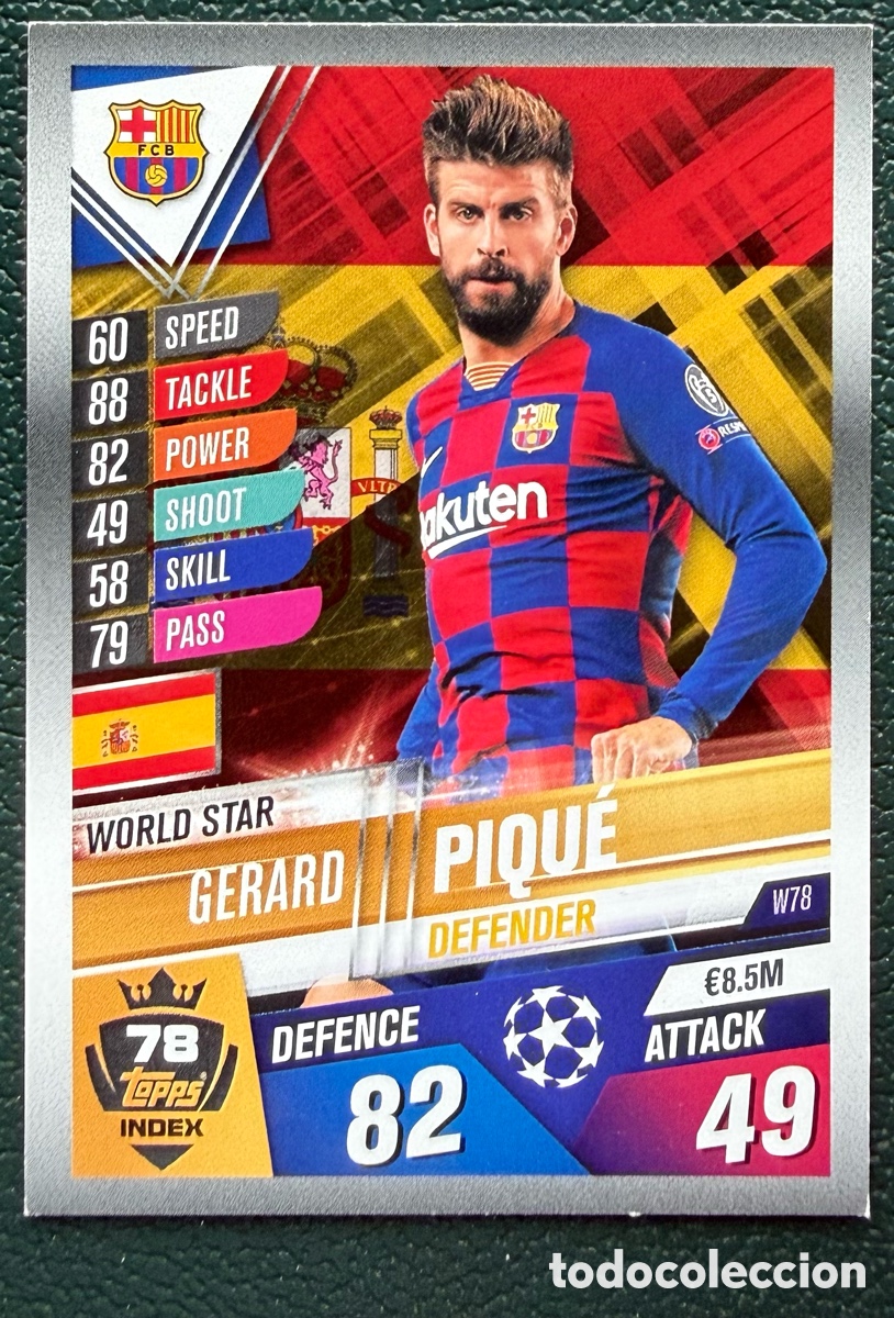 Cartes &agrave; collectionner de Football: W78 GERARD PIQUE FC BARCELONA FICHAS ALBUM MATCH ATTAX 101 TOPPS 2019 2020 19 20