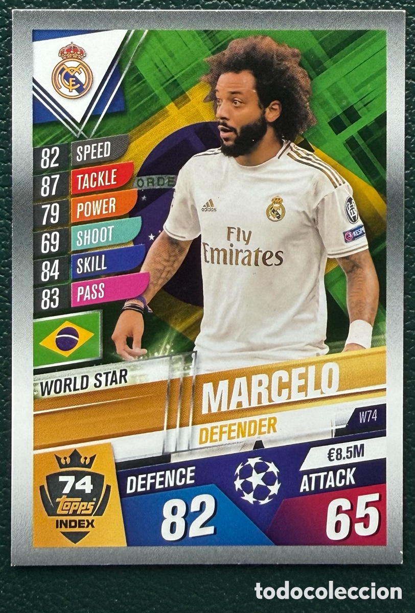 Figurine di Calcio: W74 MARCELO REAL MADRID FICHAS ALBUM MATCH ATTAX 101 TOPPS 2019 2020 19 20