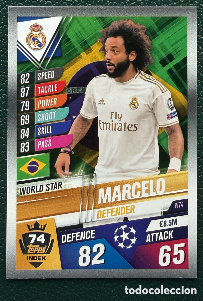 Figurine di Calcio: W74 MARCELO REAL MADRID FICHAS ALBUM MATCH ATTAX 101 TOPPS 2019 2020 19 20